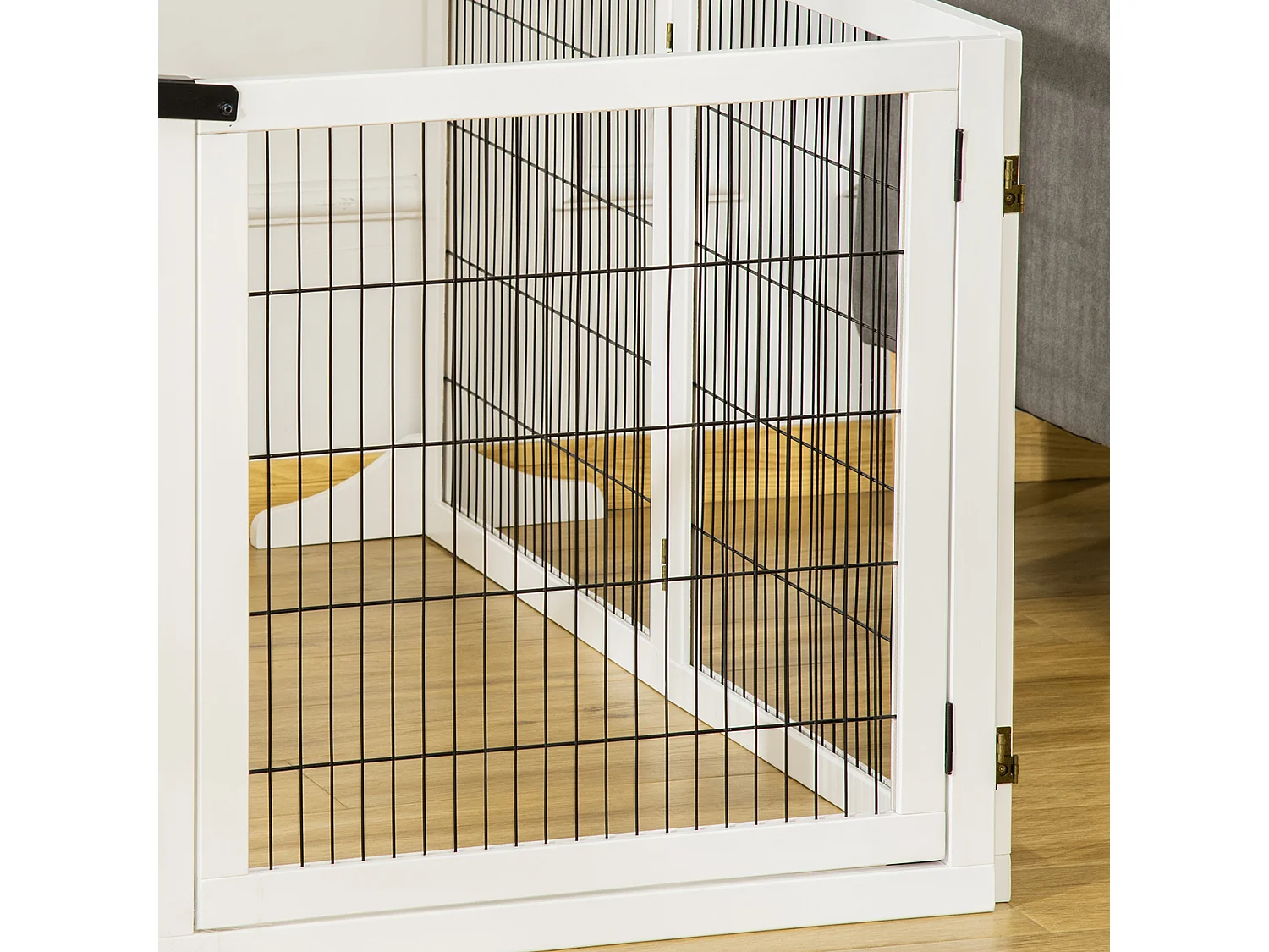 Cancelletto per cani in legno e acciaio a 6 pannelli pieghevoli