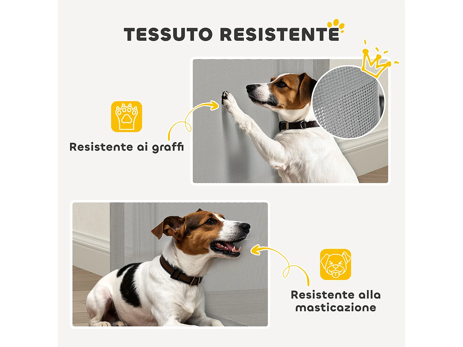 Cancellino per cani estensibile fino a 115 cm bianco e grigio