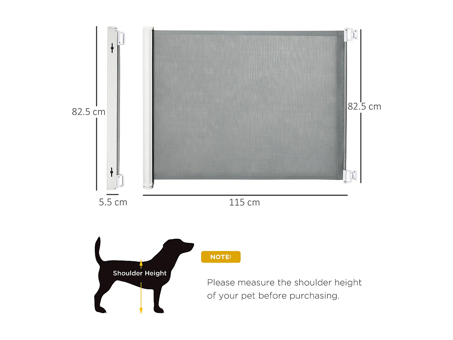 Cancellino per cani estensibile fino a 115 cm bianco e grigio