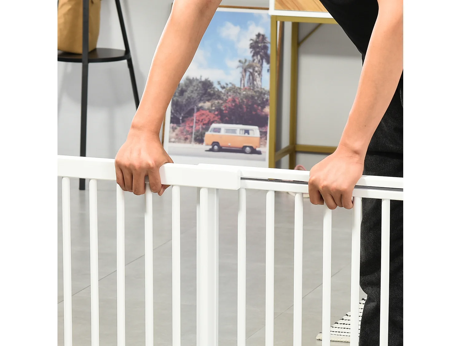 Cancellino per cani regolabile a 3 pannelli con serratura bianco