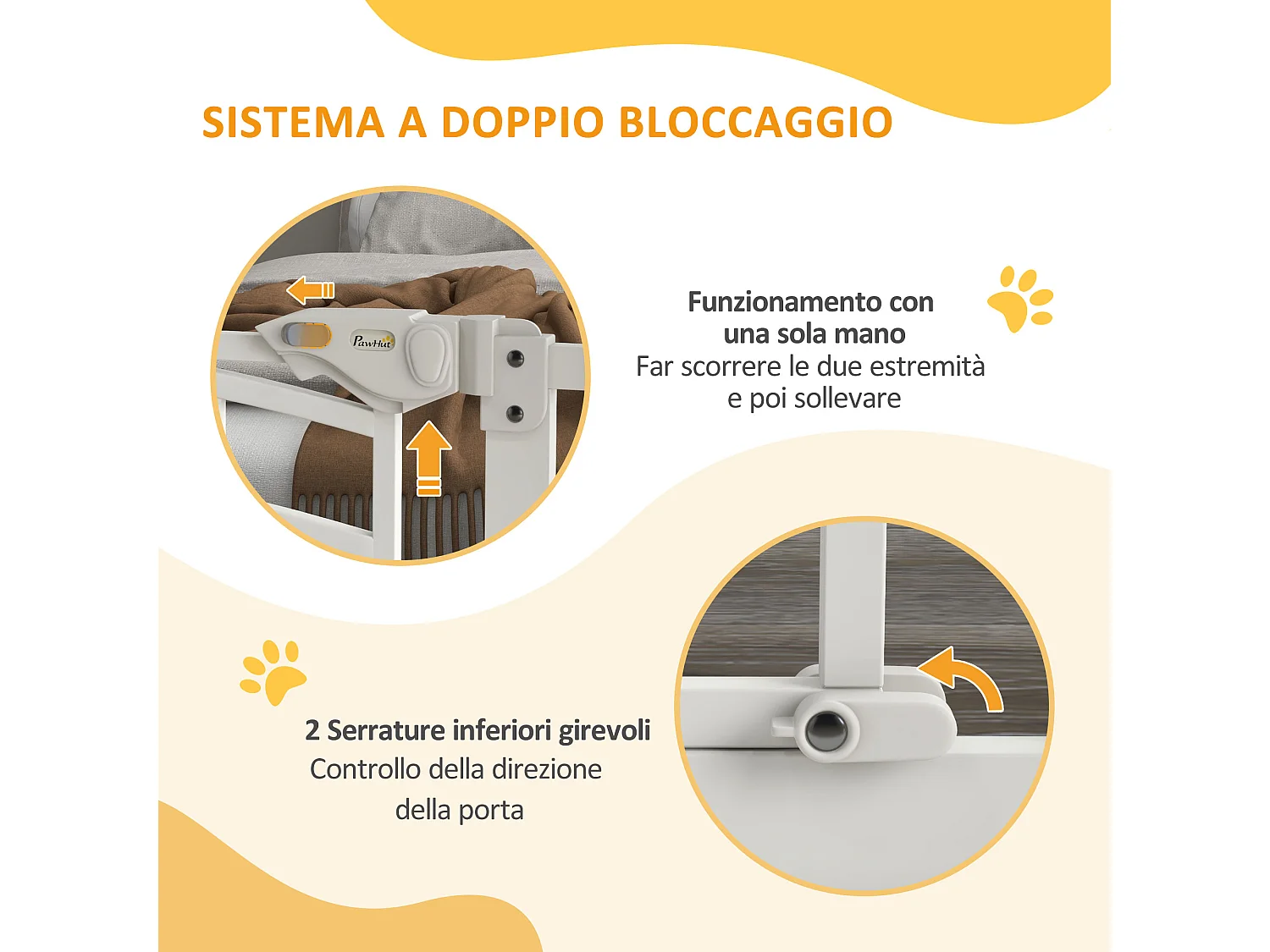 Cancellino per cani estensibile 74-100x76 cm in acciaio e pa bianco