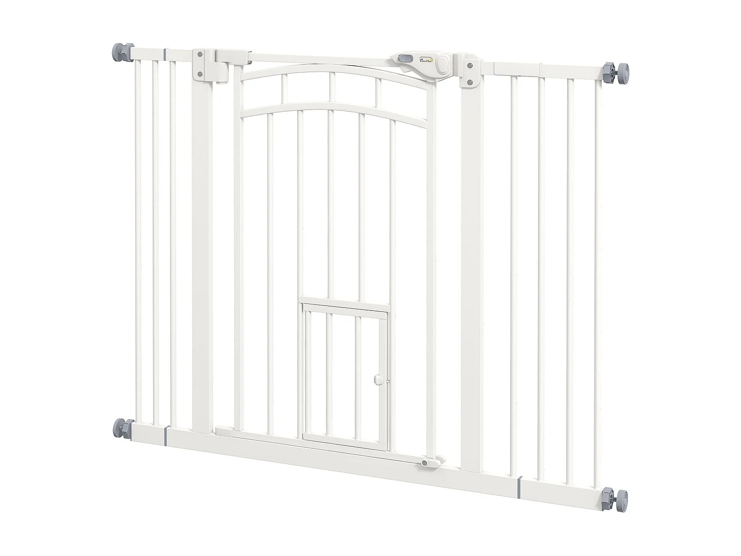 Cancellino per cani estensibile 74-100x76 cm in acciaio e pa bianco