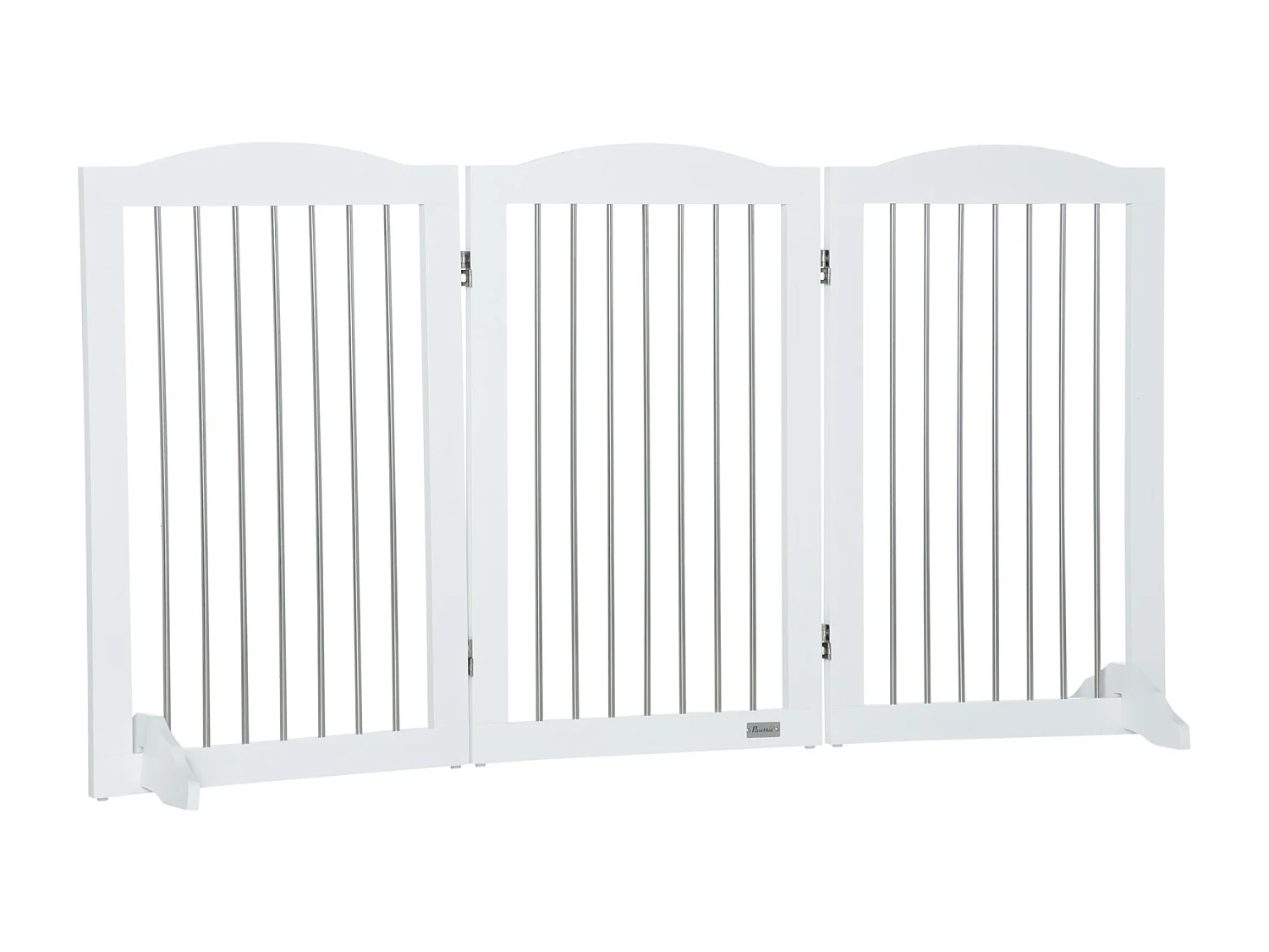 Cancellino per cani pieghevole a 3 pannelli in mdf e acciaio bianco