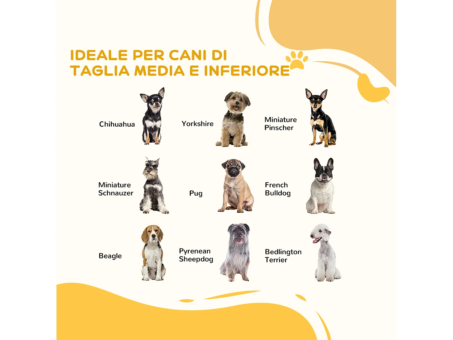 Cancellino per cani pieghevole a 3 pannelli in mdf e acciaio bianco