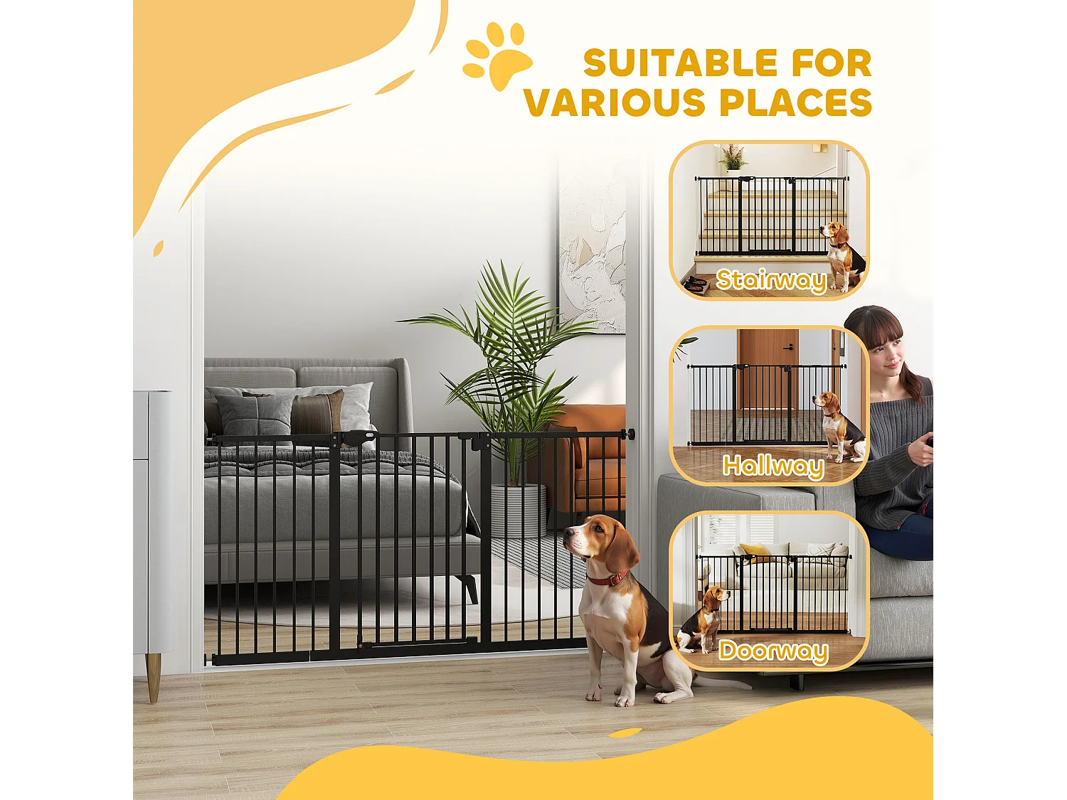 Cancellino per cani a 3 estensioni fino a 147.5 cm chiusura automatica