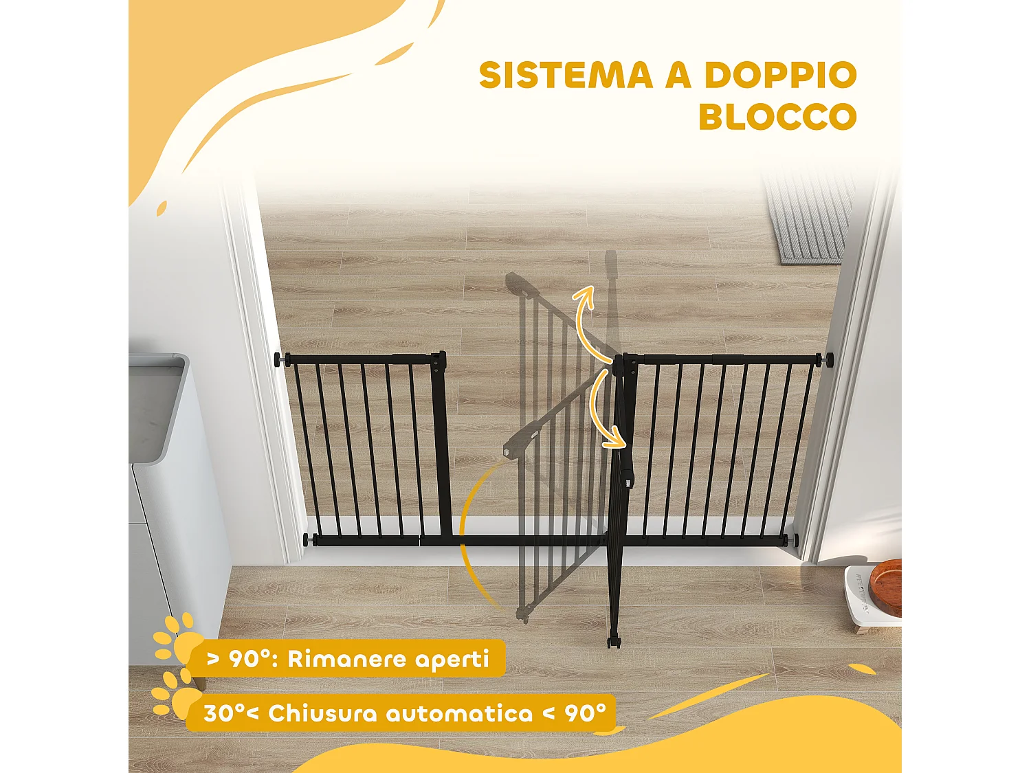 Cancellino per cani a 3 estensioni fino a 147.5 cm chiusura automatica