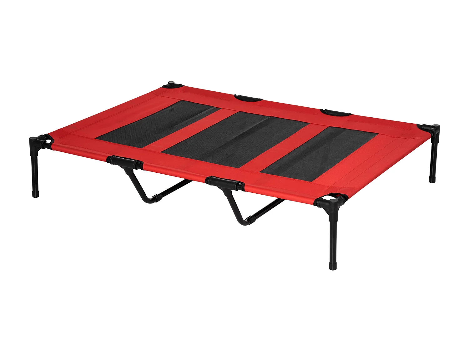 Lettino per cani rialzato in metallo e tessuto oxford rosso