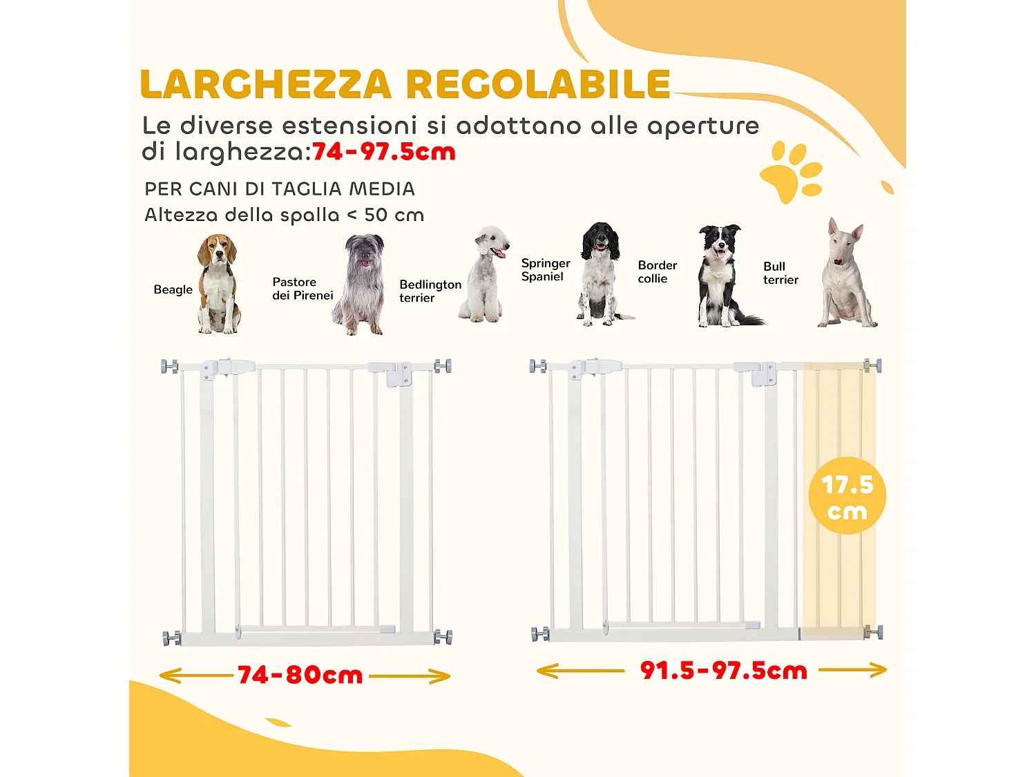 Cancelletto cani estensibile montaggio a pressione chiusura automatica