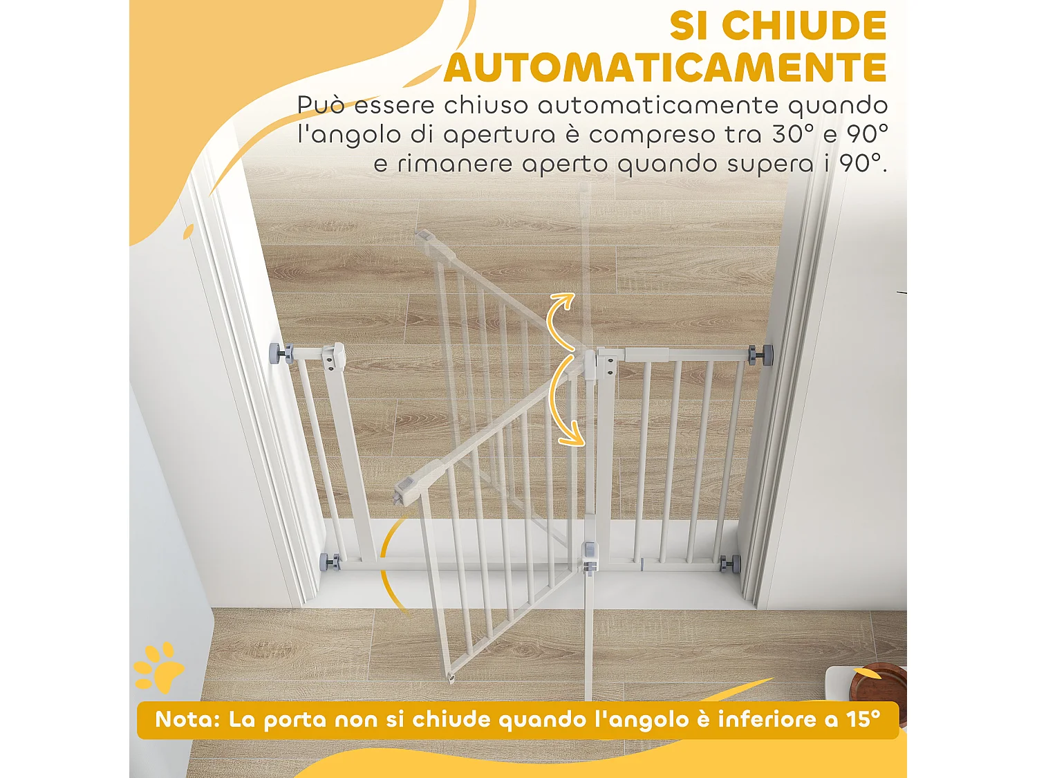 Cancelletto cani estensibile montaggio a pressione chiusura automatica