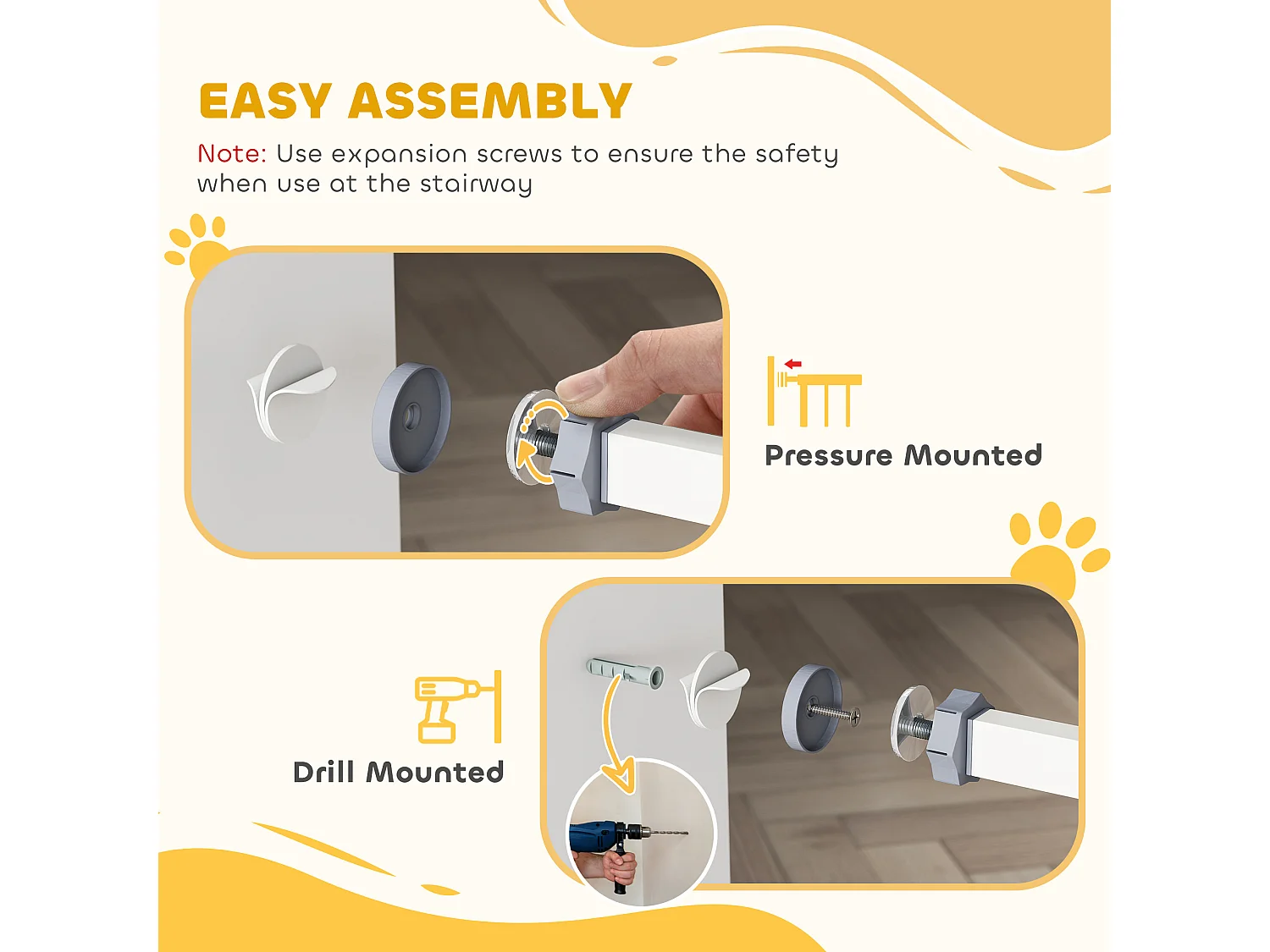 Cancelletto cani estensibile montaggio a pressione chiusura automatica