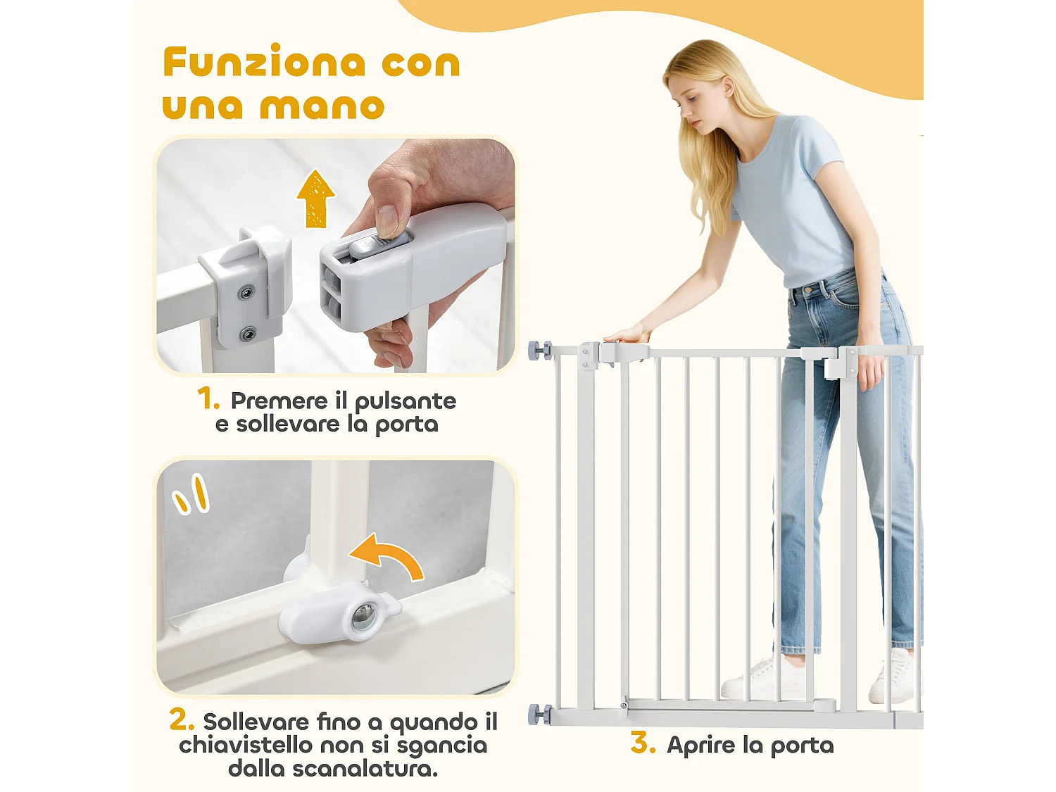 Cancelletto cani estensibile montaggio a pressione chiusura automatica