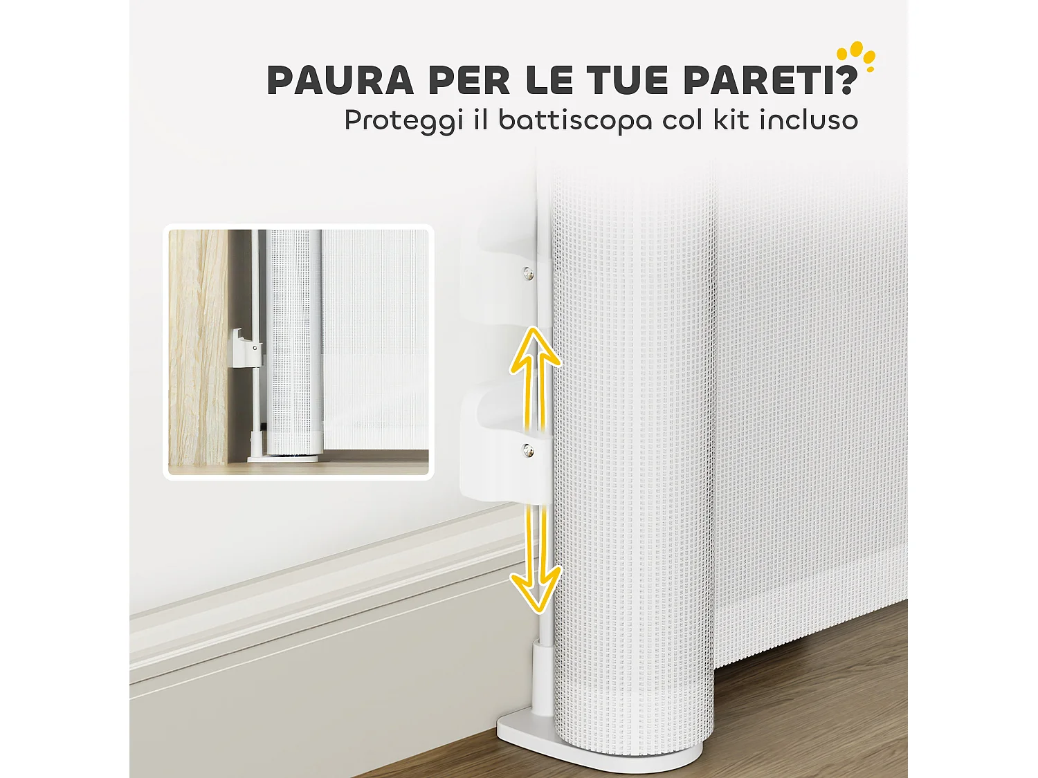 Cancellino per cani estensibile 0-144cm con blocco automatico bianco