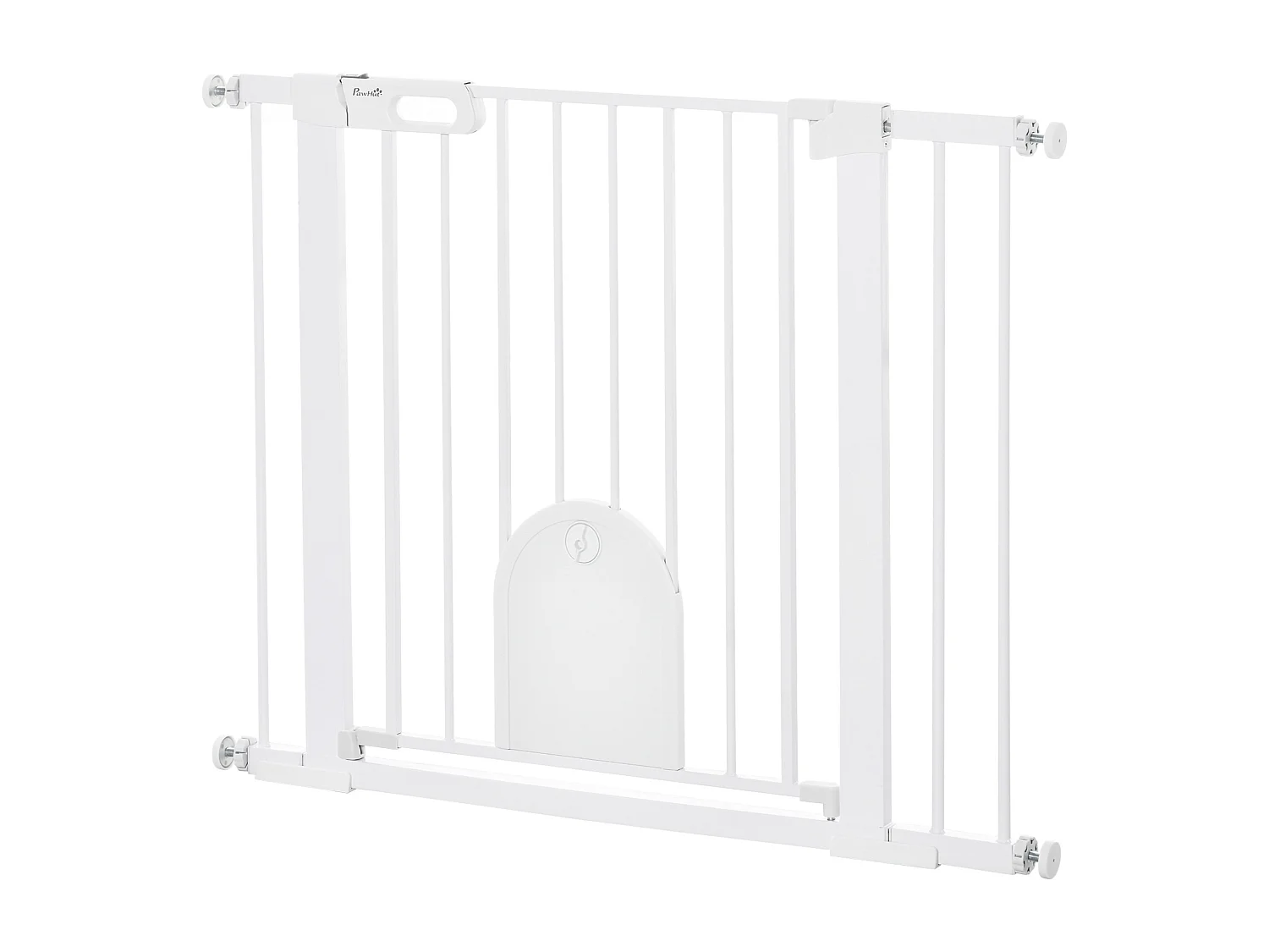 Cancellino cani 75-103cm con porta piccola e chiusura automatica bianco