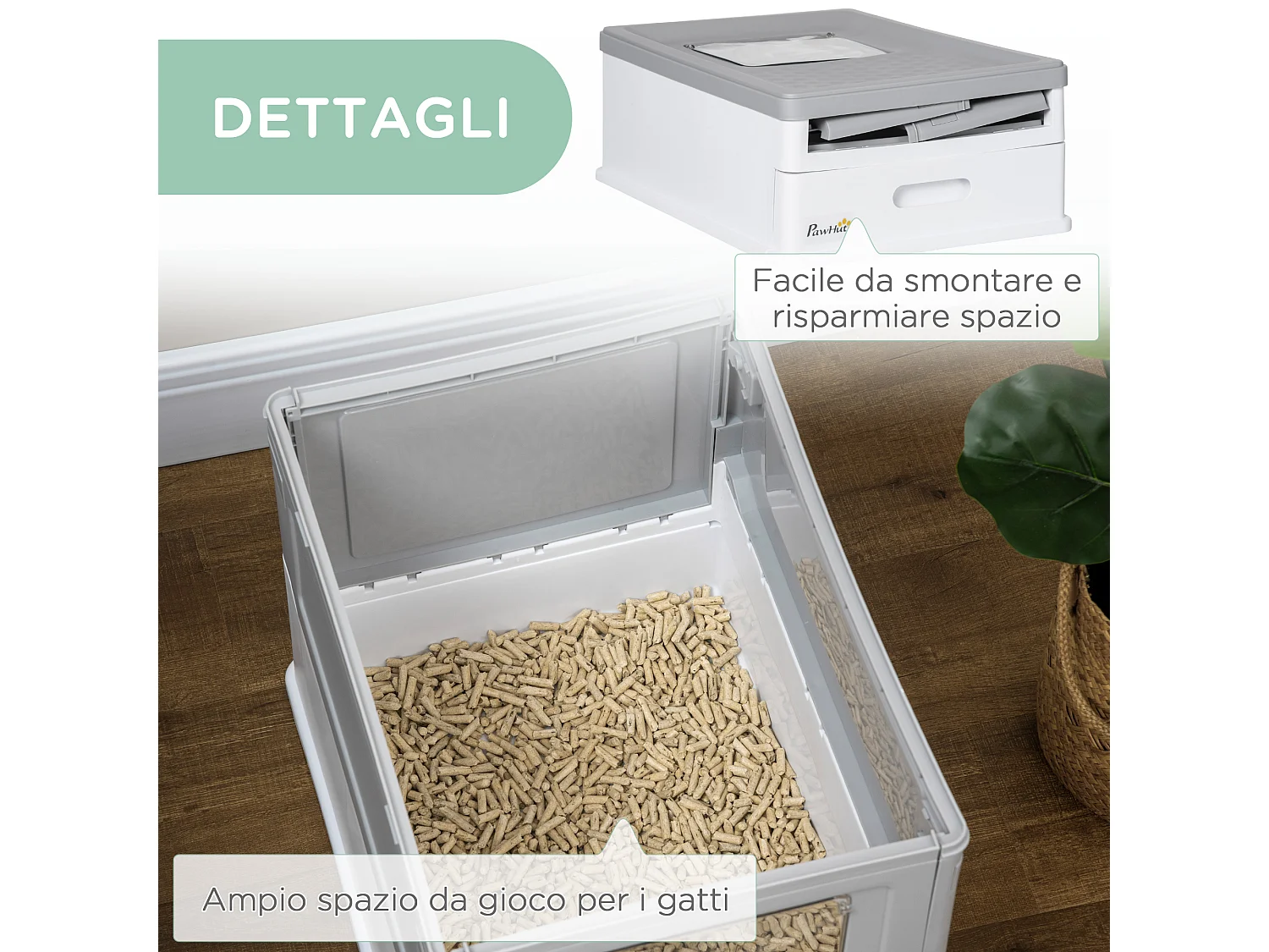 Lettiera per gatti chiusa con paletta vassoio estraibile e 2 porte