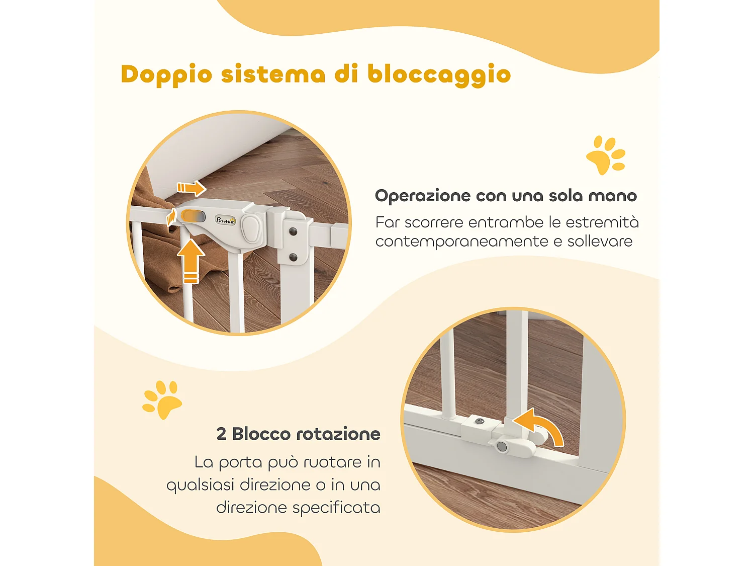 Cancellino per cani a 3 estensioni larghezza regolabile 74-148cm bianco