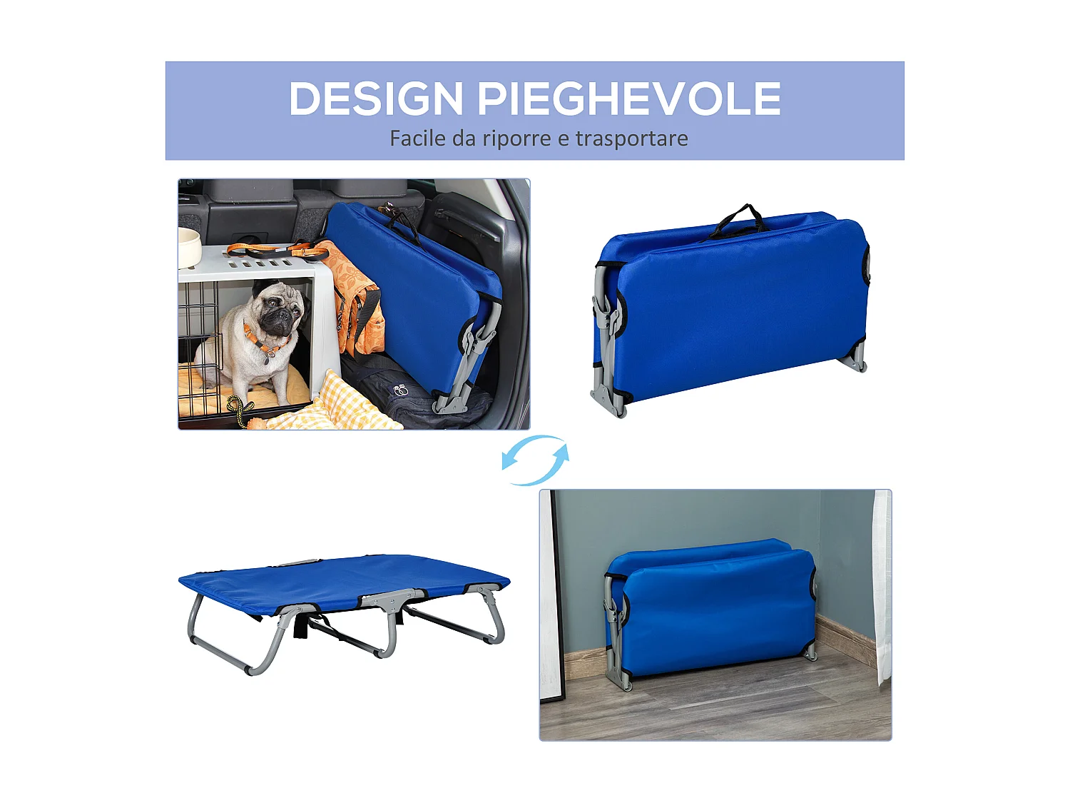 Cuccia per cani pieghevole lettino per cani taglia piccola 10 kg blu