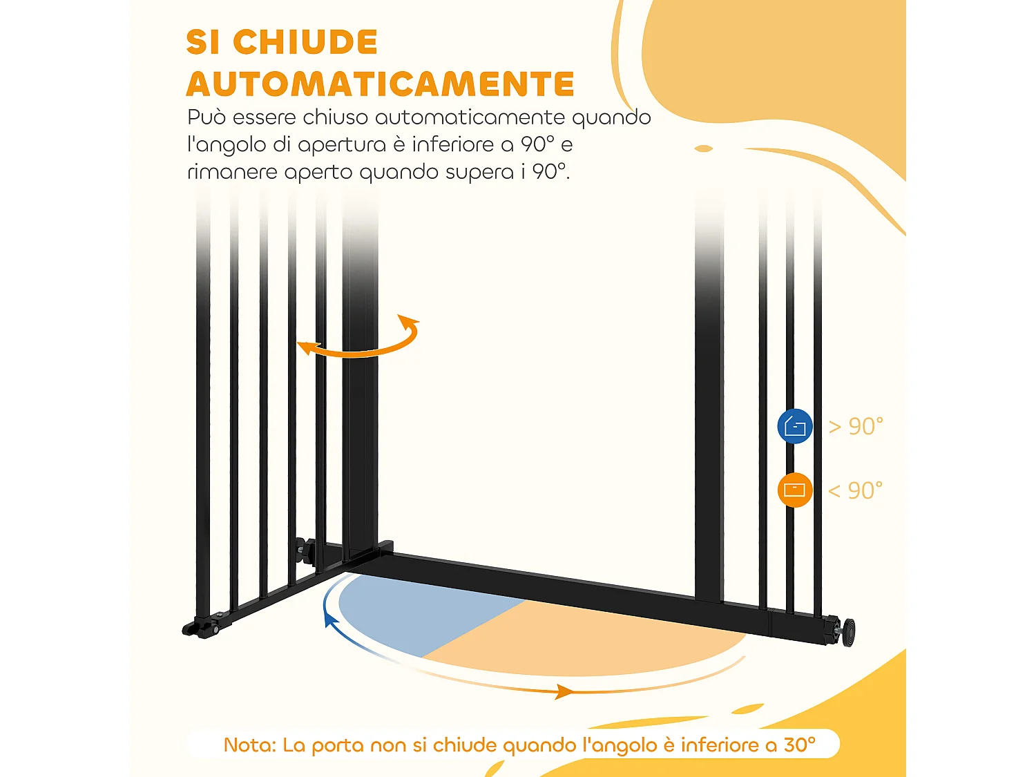 Cancellino per cani regolabile con 2 estensioni fino a 87 cm nero