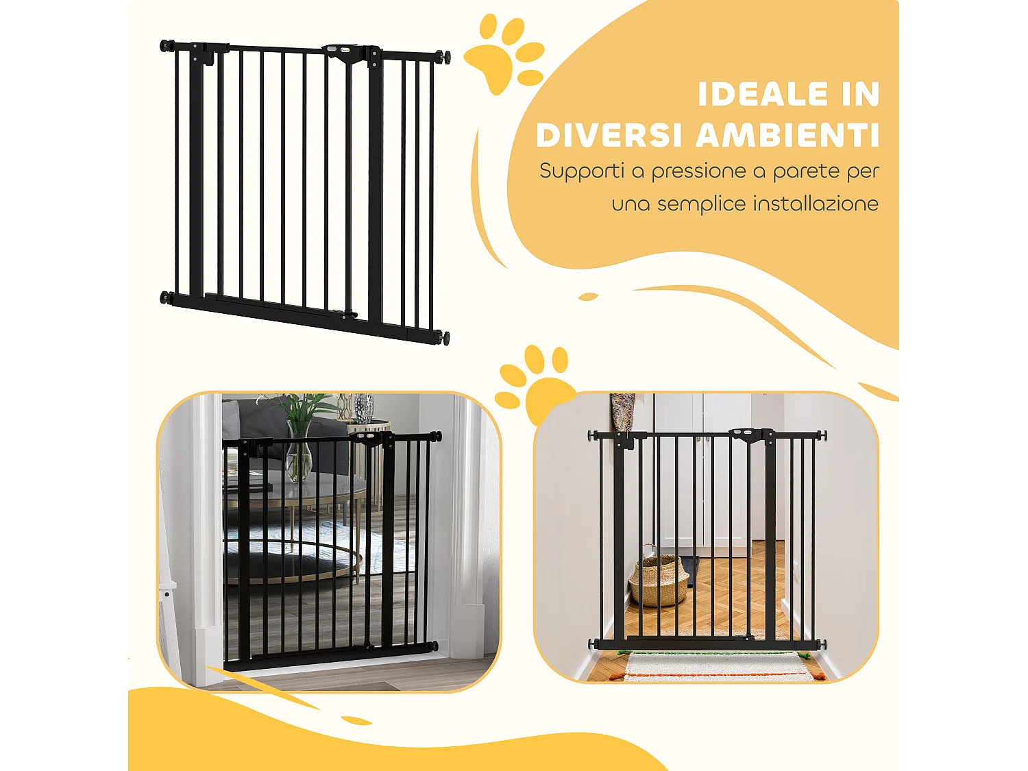 Cancellino per cani regolabile con 2 estensioni fino a 87 cm nero