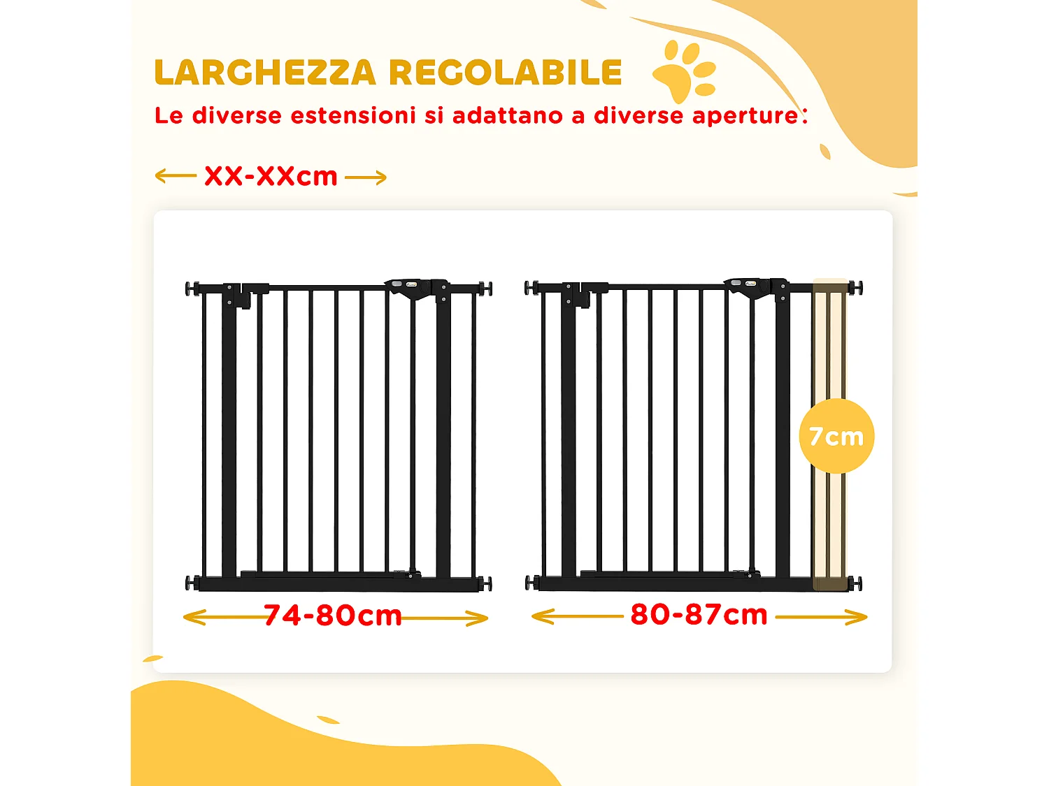 Cancellino per cani regolabile con 2 estensioni fino a 87 cm nero
