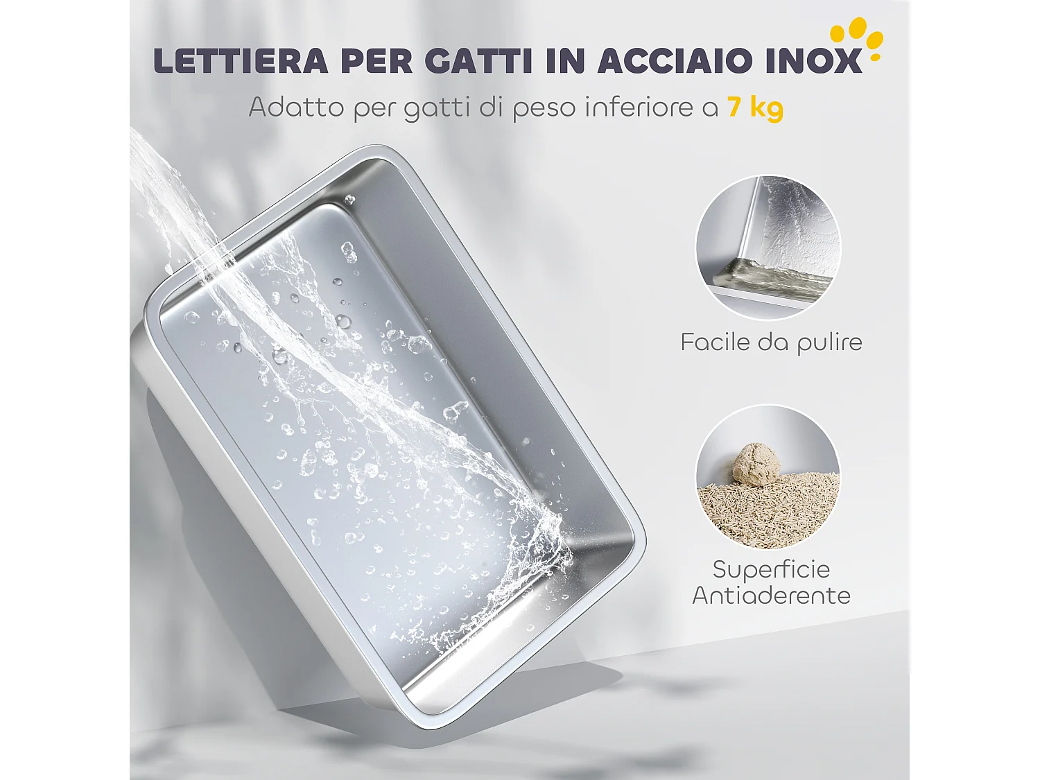 Lettiera per gatti a 2 ingressi con deodorante e paletta bianco e grigio