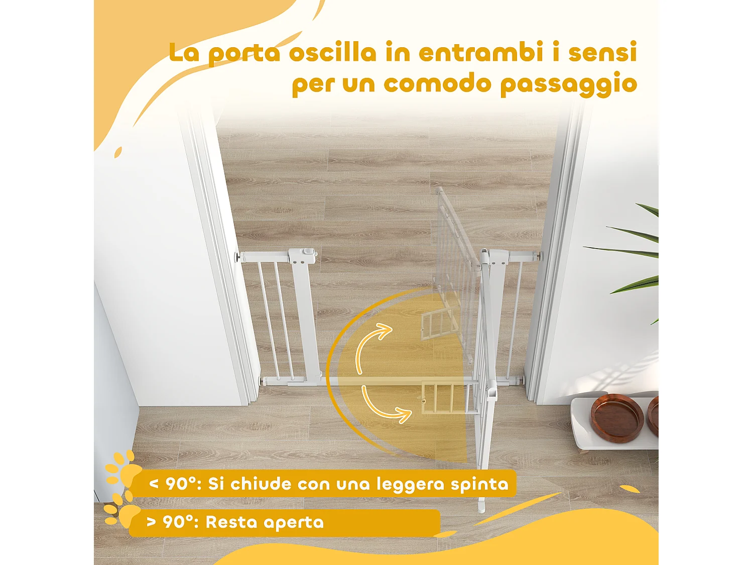 Cancellino per cani regolabile con estensioni 76-104x77cm bianco