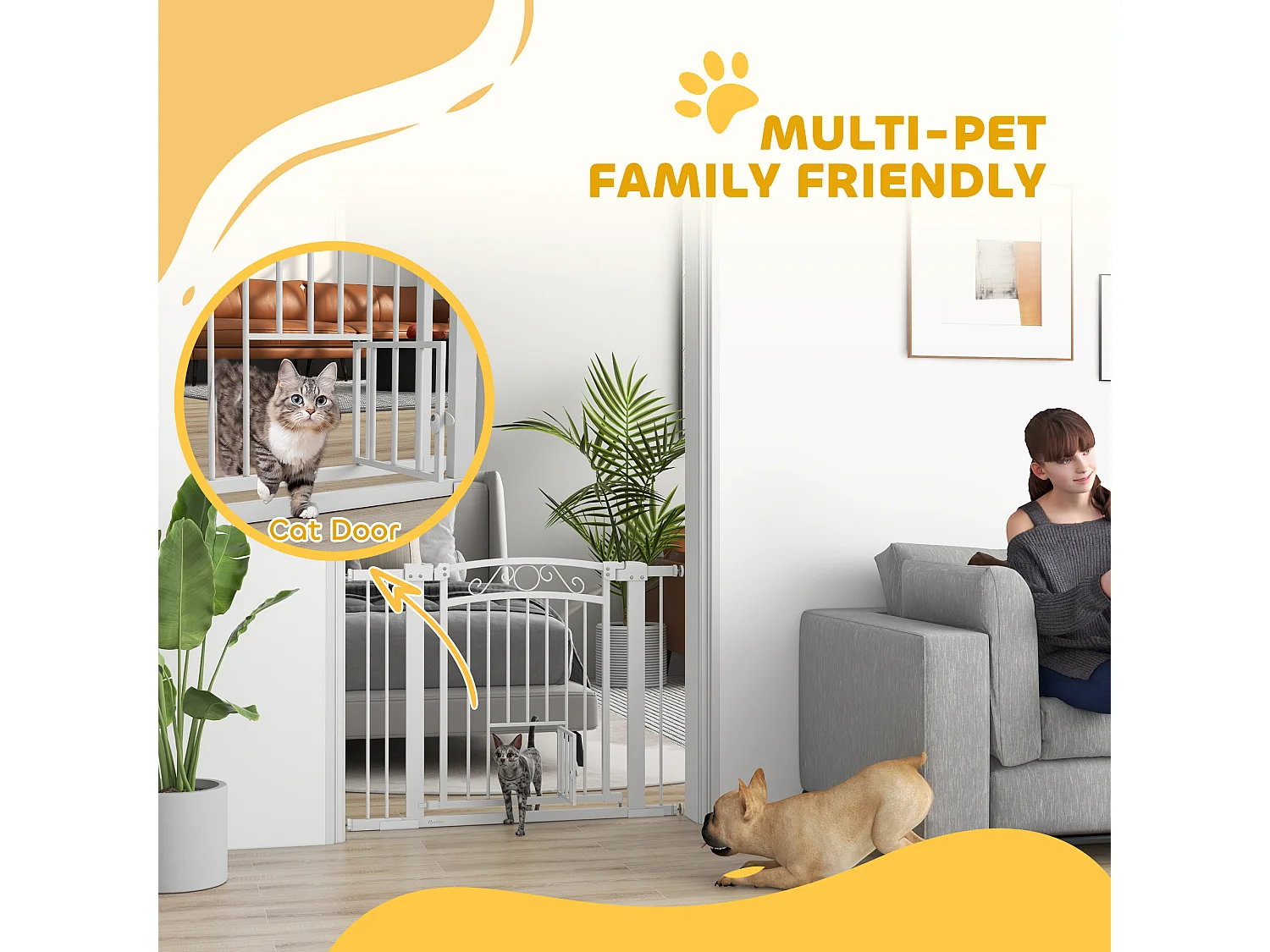 Cancellino per cani regolabile con estensioni 76-104x77cm bianco