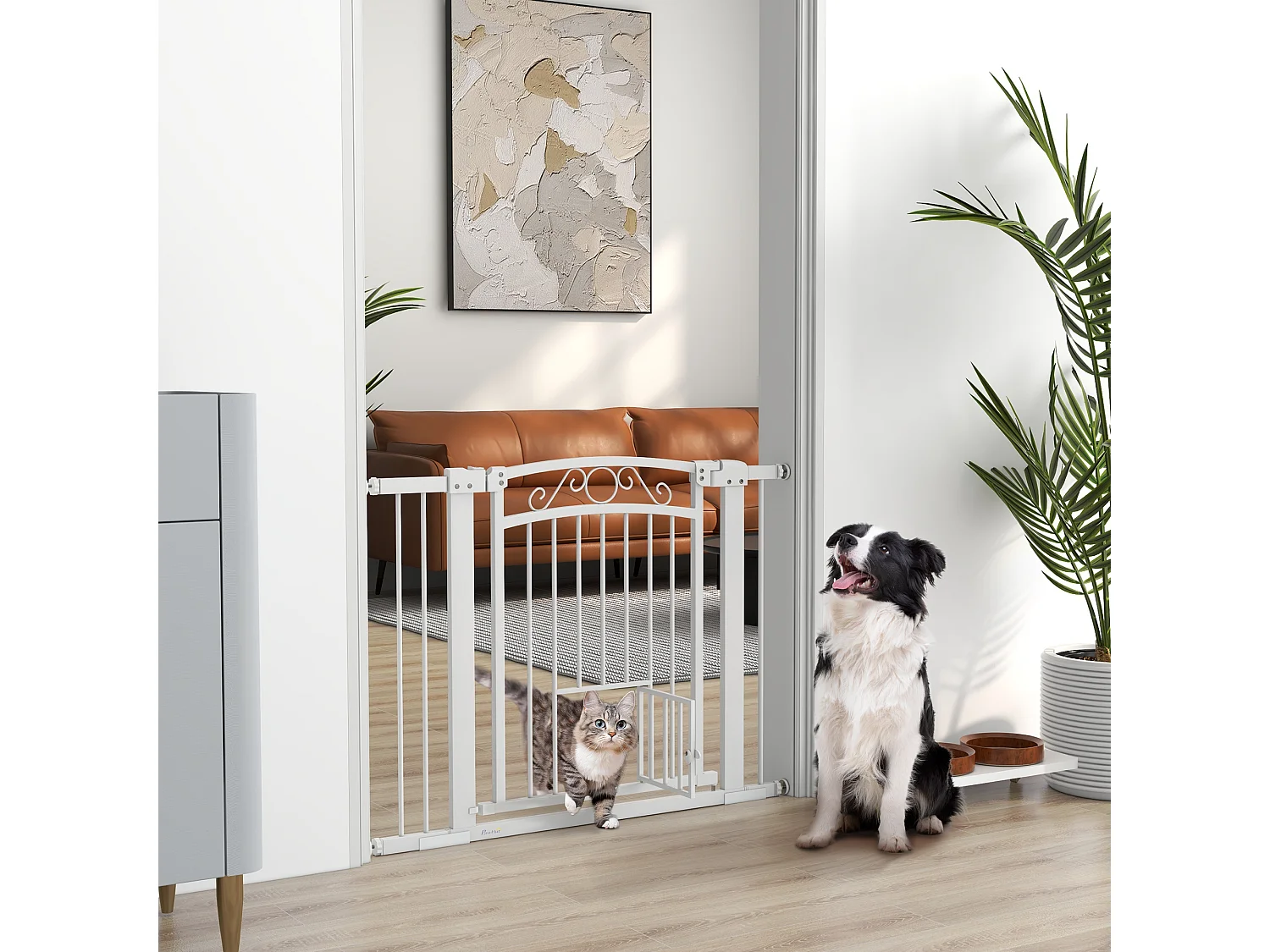 Cancellino per cani regolabile con estensioni 76-104x77cm bianco