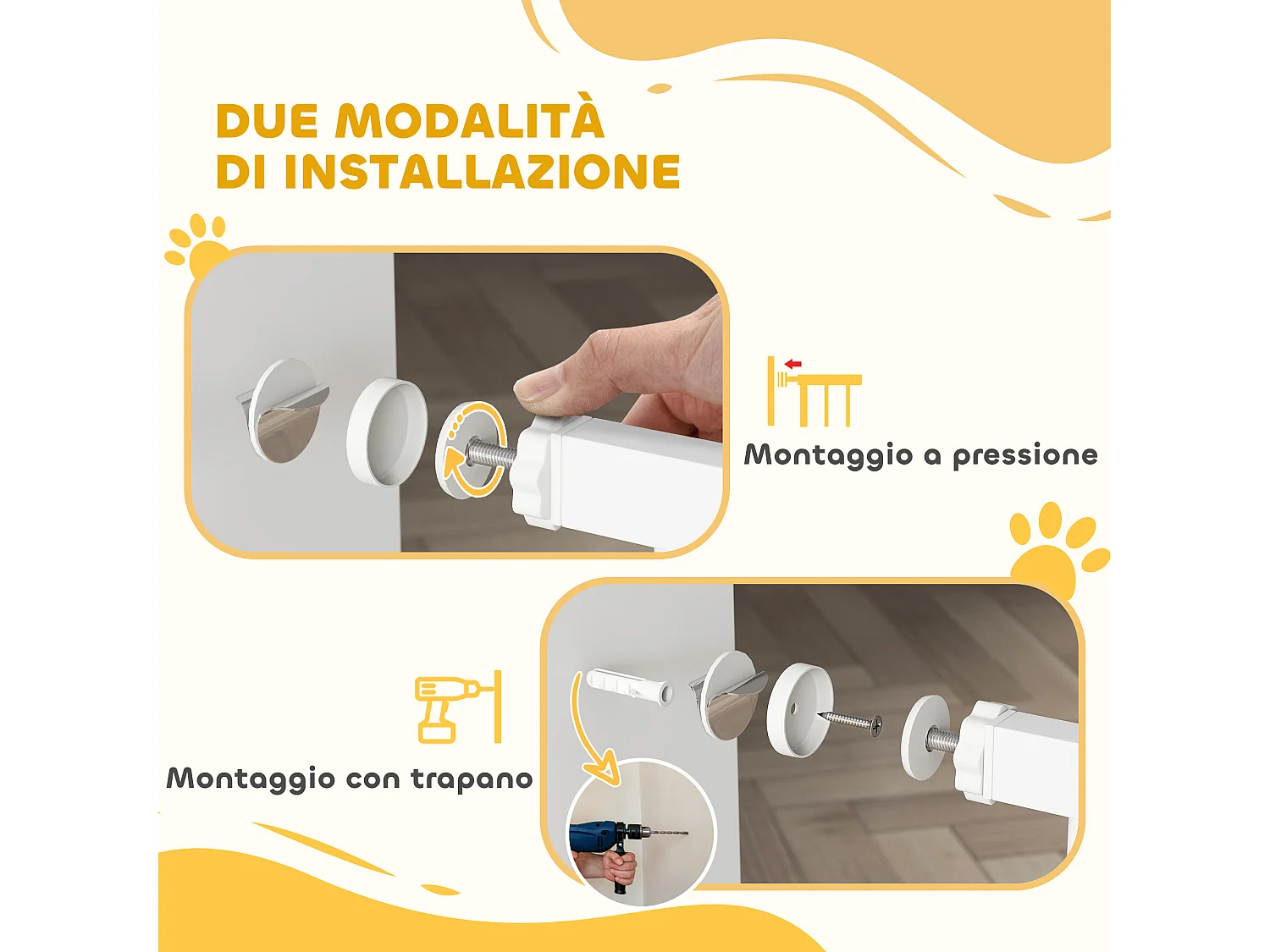 Cancellino per cani regolabile con estensioni 76-104x77cm bianco