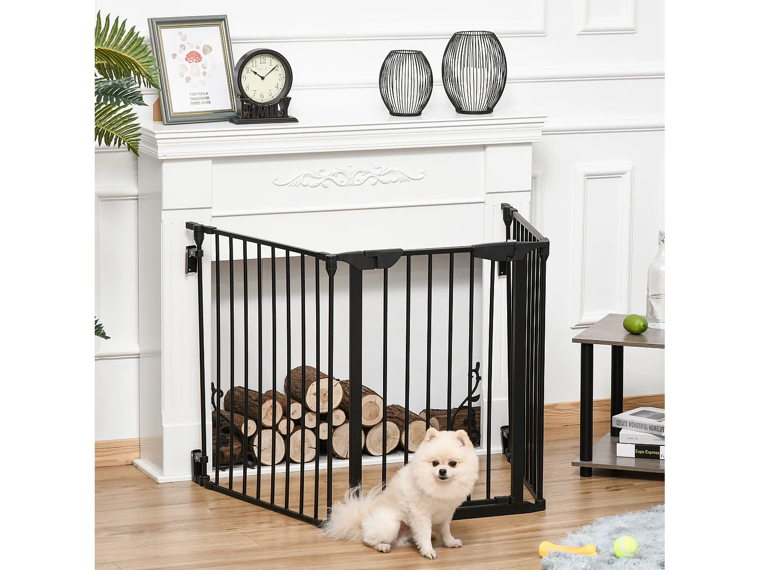 Cancellino per cani pieghevole e modulabile a 3 pannelli 180x74.5cm nero