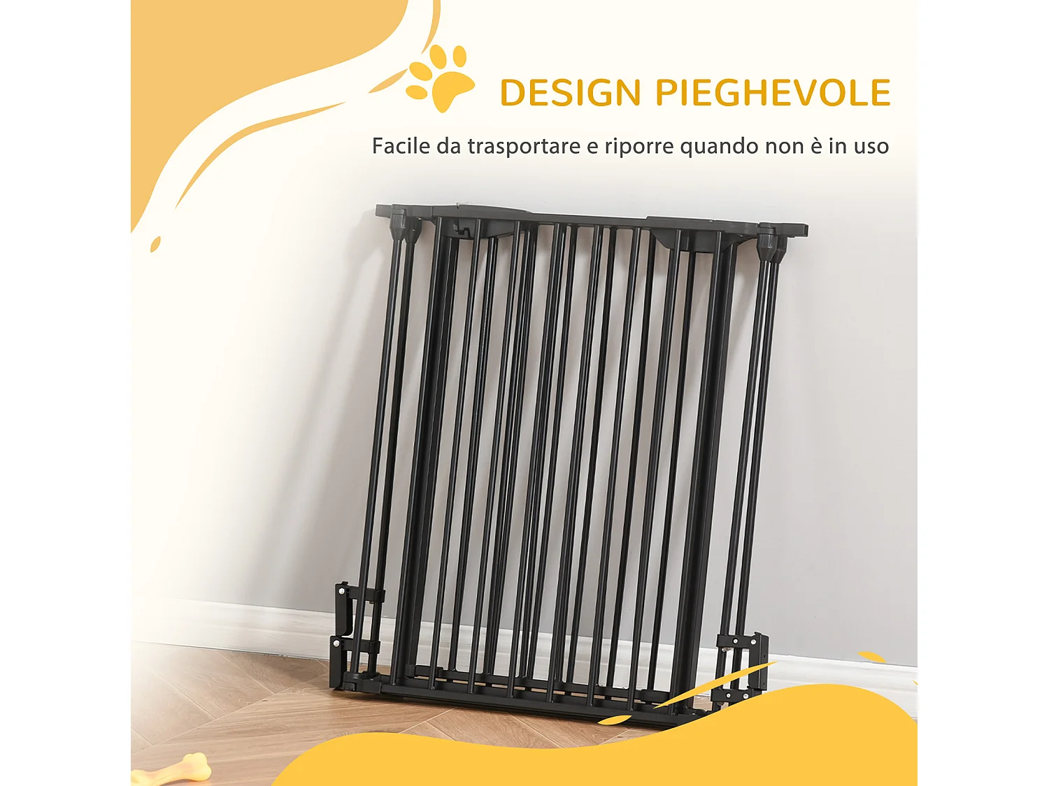 Cancellino per cani pieghevole e modulabile a 3 pannelli 180x74.5cm nero