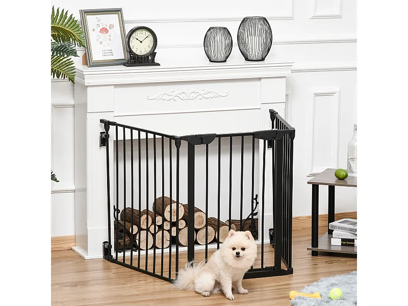 Cancellino per cani pieghevole e modulabile a 3 pannelli 180x74.5cm nero