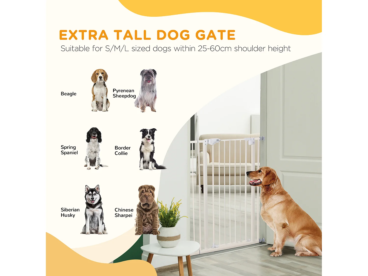 Cancelletto per cani con 4 viti regolabili e nastro adesivo bianco