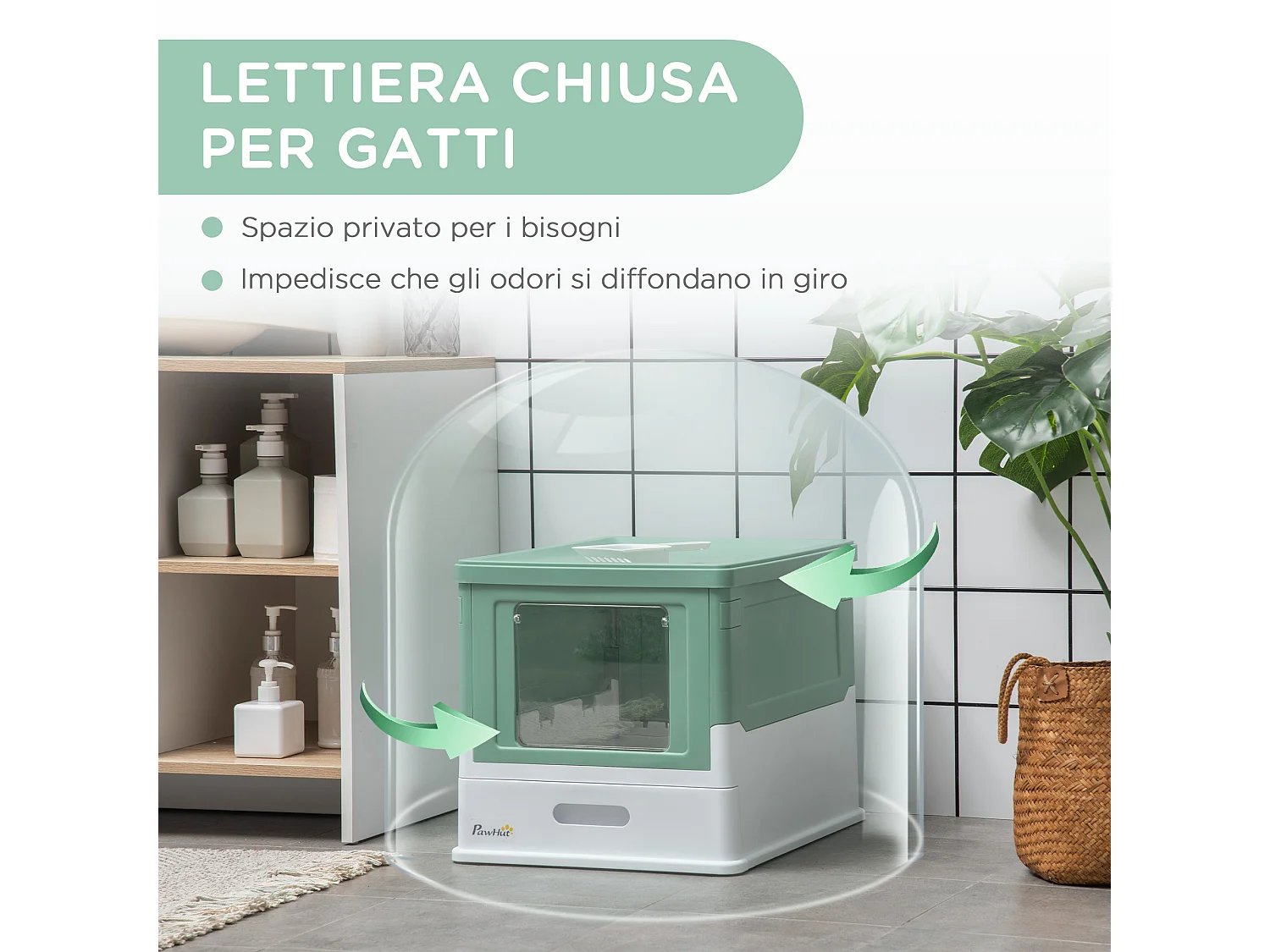 Lettiera per gatti chiusa con paletta vassoio estraibile e 2 porte