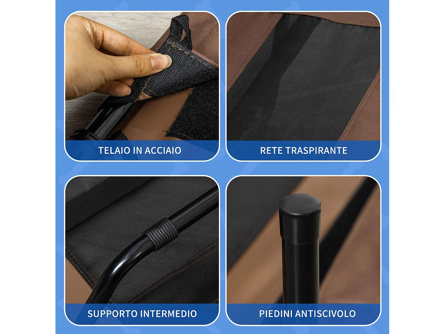 Brandina per cani in metallo e tessuto oxford sacca di trasporto