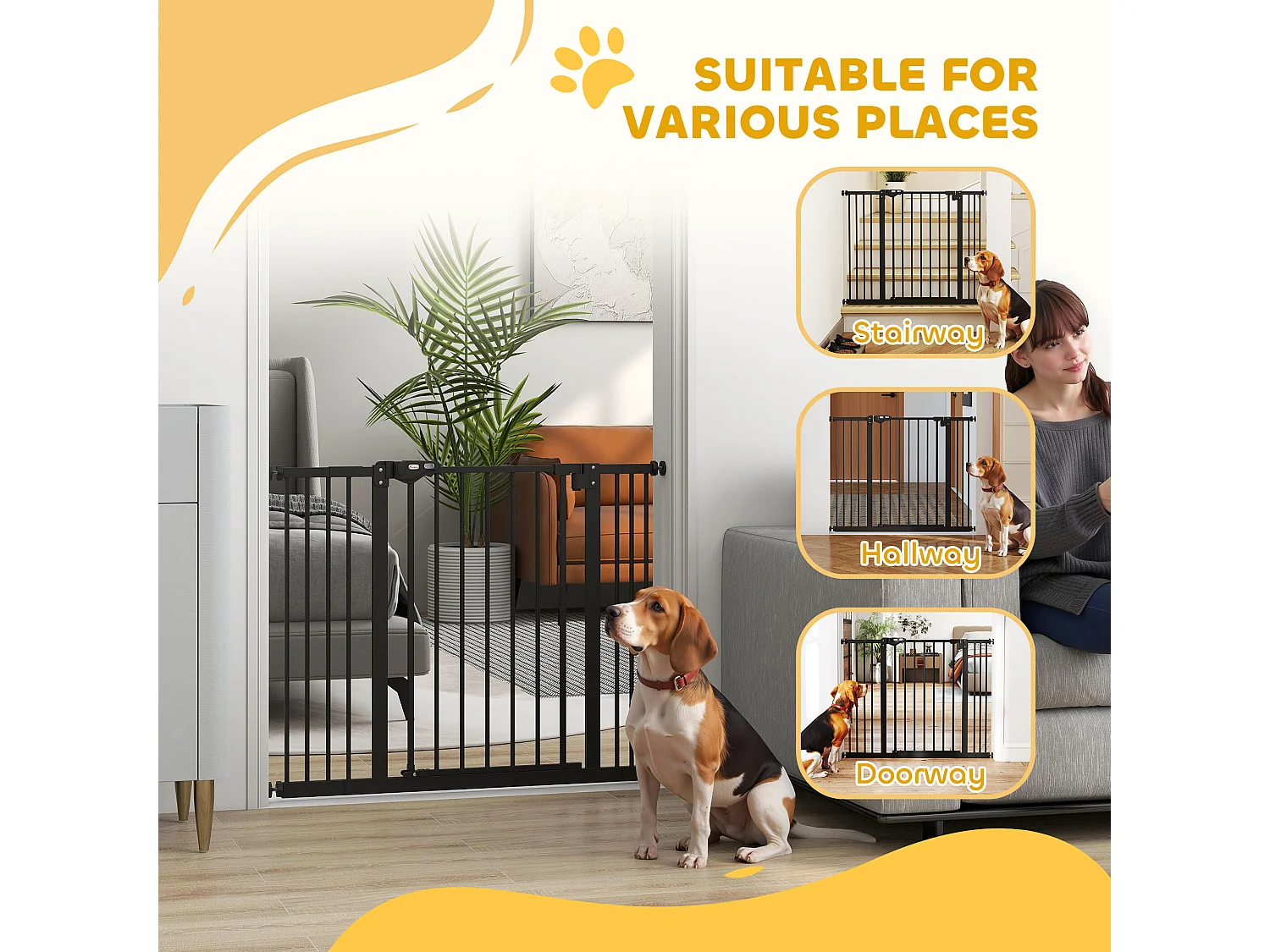 Cancellino per cani regolabile con 2 estensioni fino a 100 cm nero