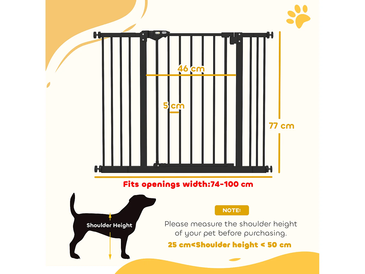 Cancellino per cani regolabile con 2 estensioni fino a 100 cm nero