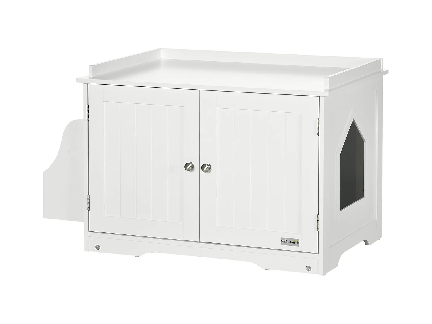 Mobile lettiera gatti 2 ante con divisorio regolabile 86x48x52cm bianco