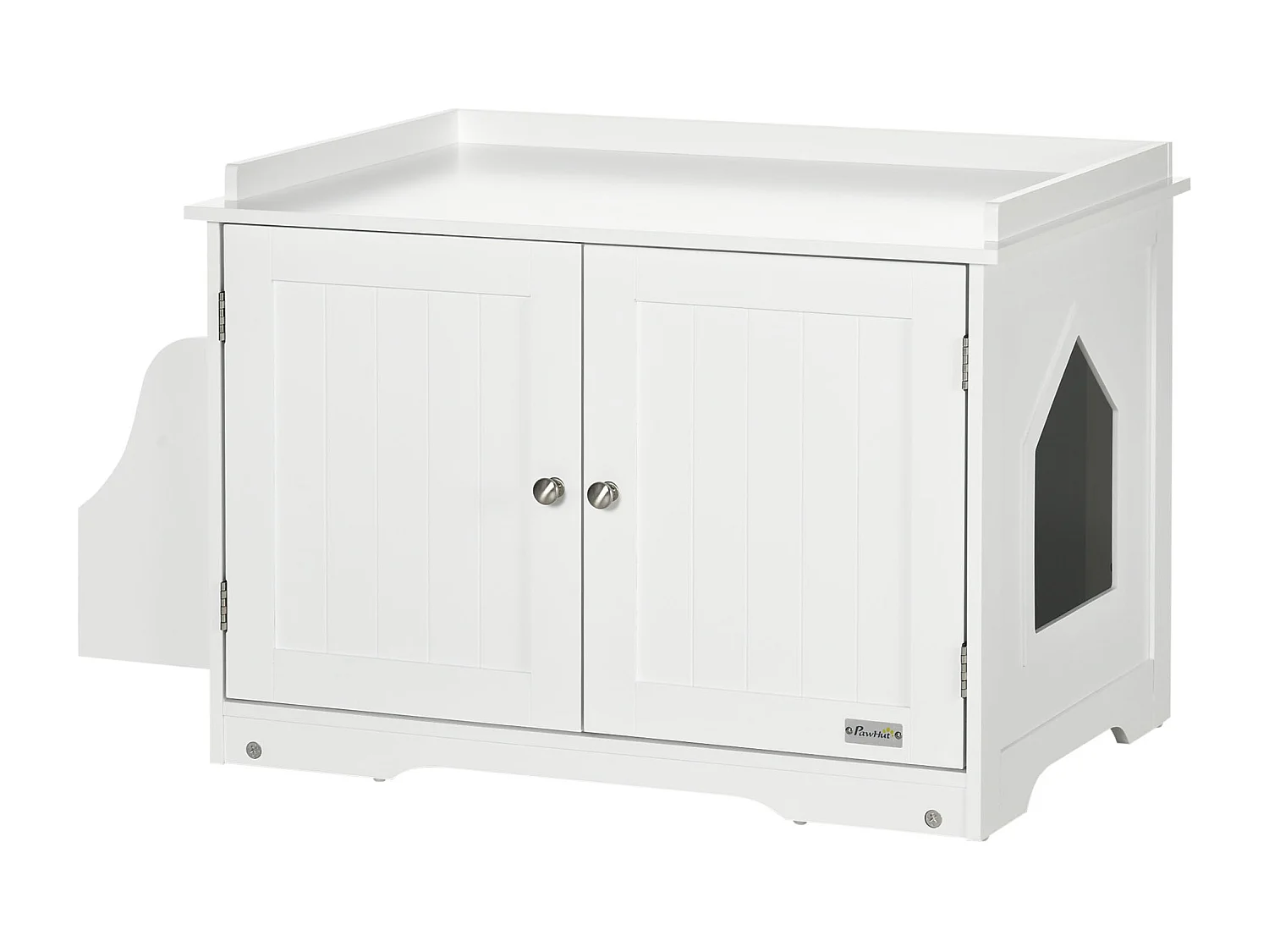 Mobile lettiera gatti 2 ante con divisorio regolabile 86x48x52cm bianco