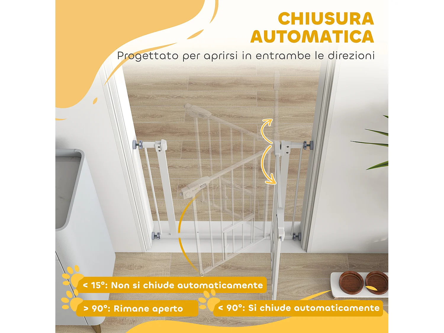 Cancellino cani con porta piccola chiusura automatica 74-80x76.2cm bianco