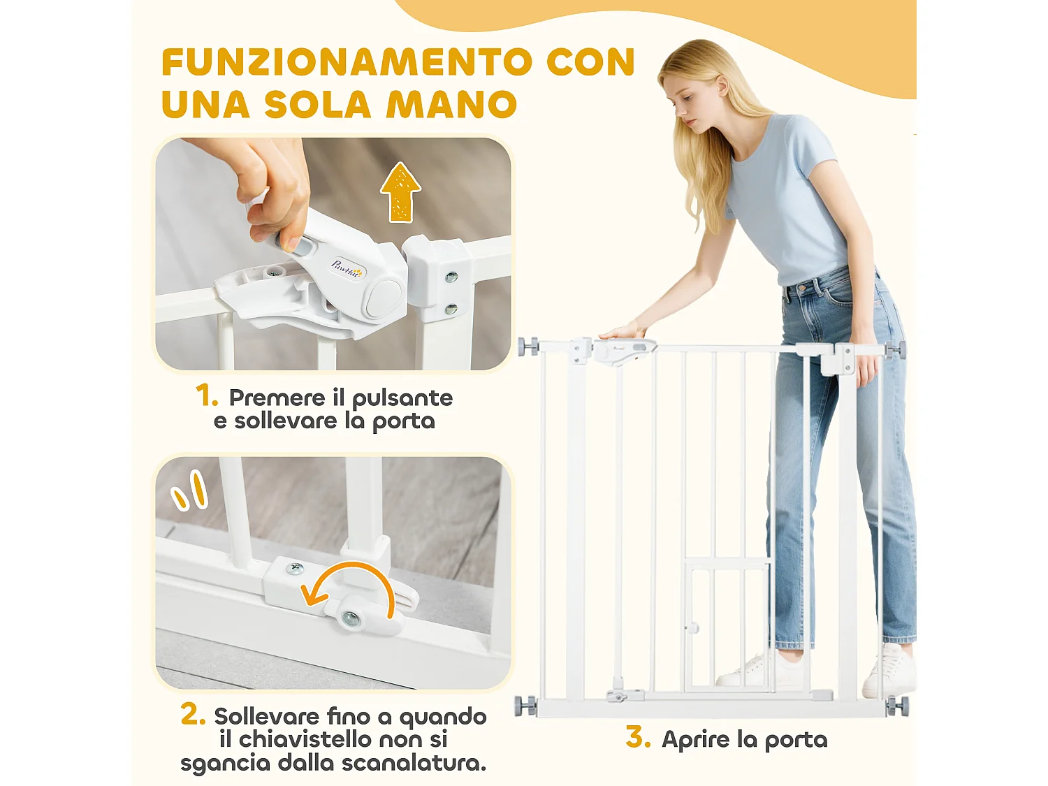 Cancellino cani con porta piccola chiusura automatica 74-80x76.2cm bianco