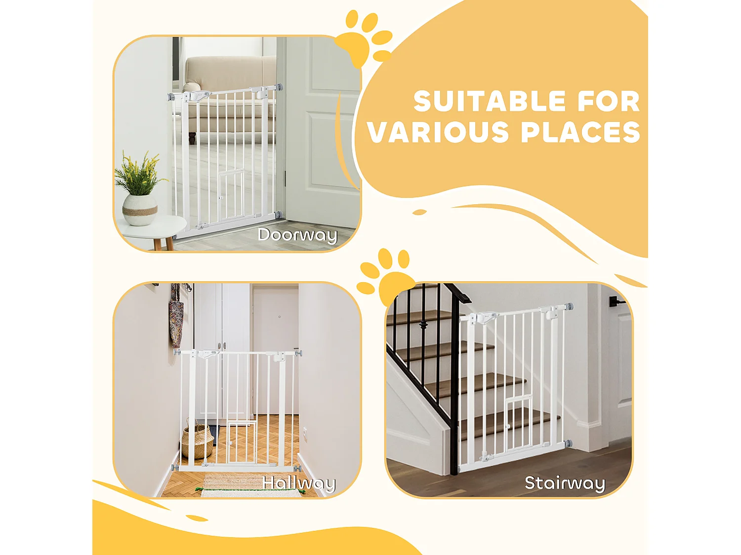 Cancellino cani con porta piccola chiusura automatica 74-80x76.2cm bianco