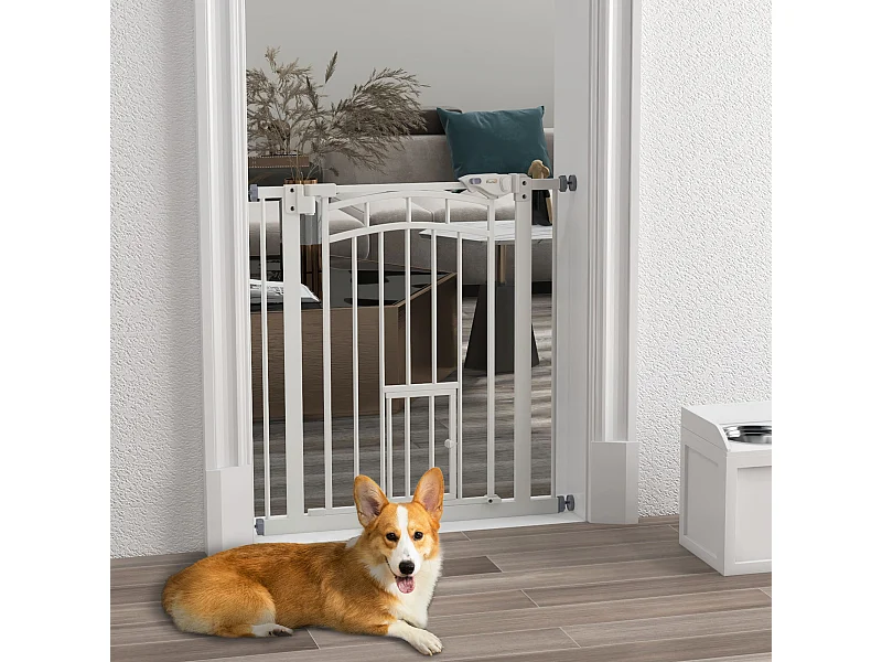 Cancellino per cani estensibile 74-80x76 cm in acciaio e pa bianco