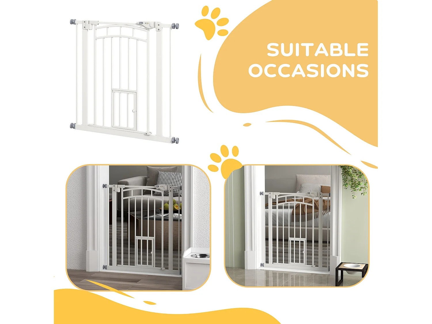 Cancellino per cani estensibile 74-80x76 cm in acciaio e pa bianco