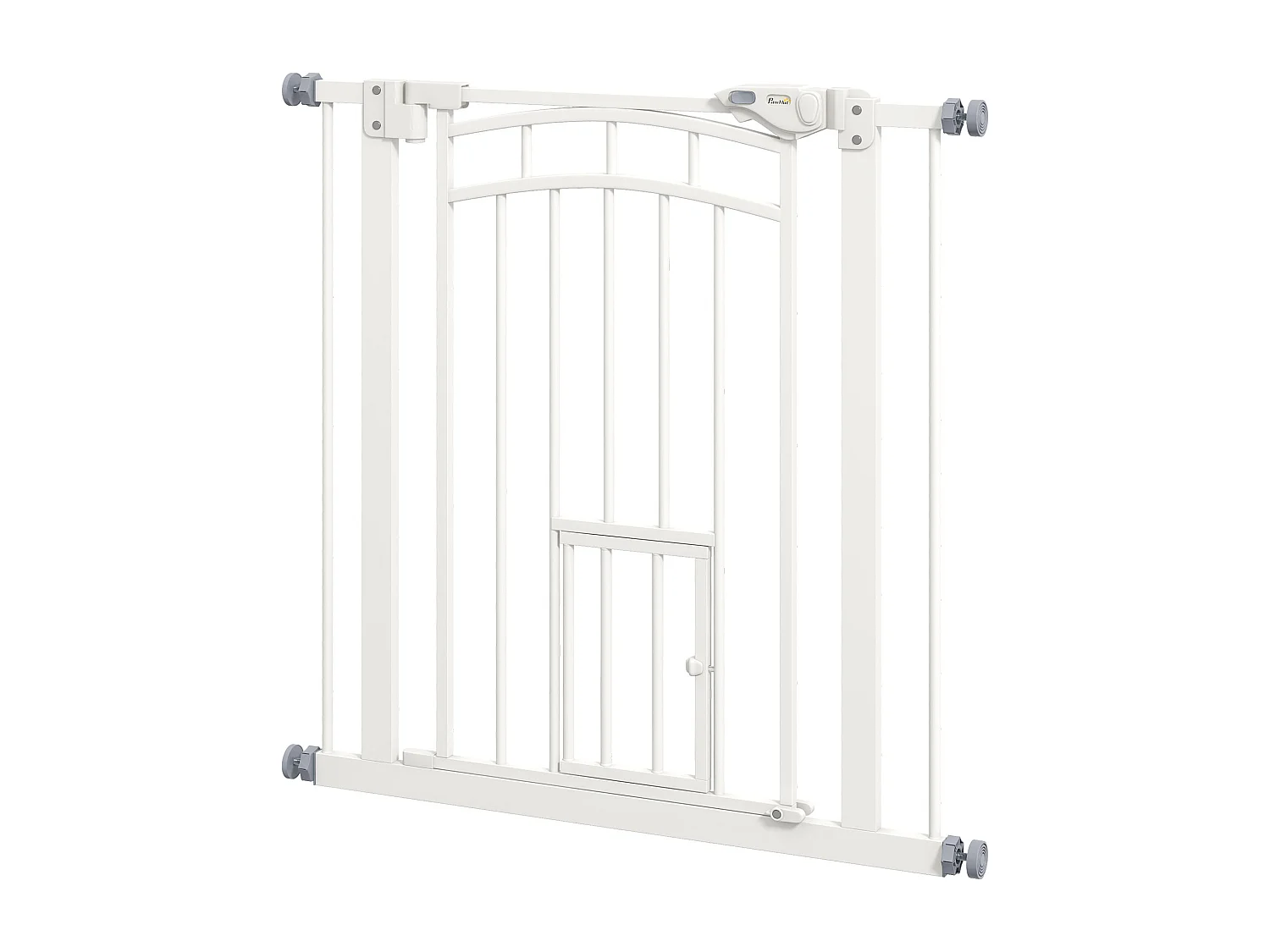 Cancellino per cani estensibile 74-80x76 cm in acciaio e pa bianco