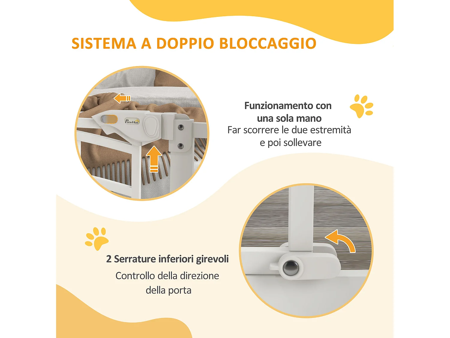 Cancellino per cani estensibile 74-80x76 cm in acciaio e pa bianco