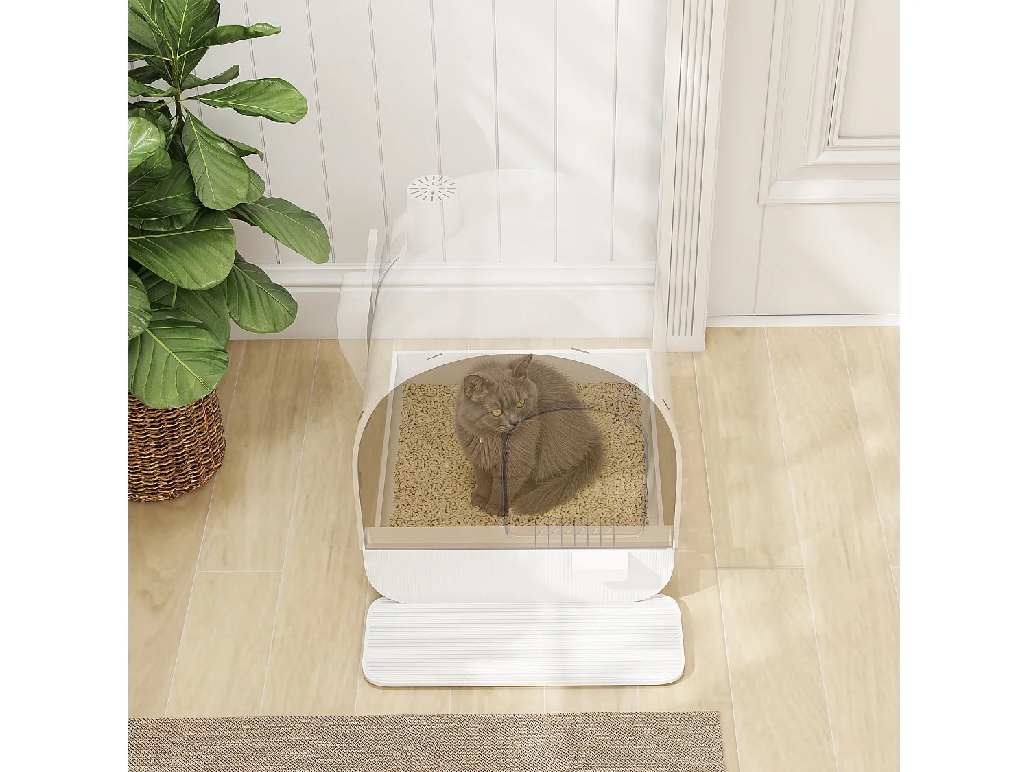 Lettiera per gatti chiusa con filtri paletta e vassoio removibile