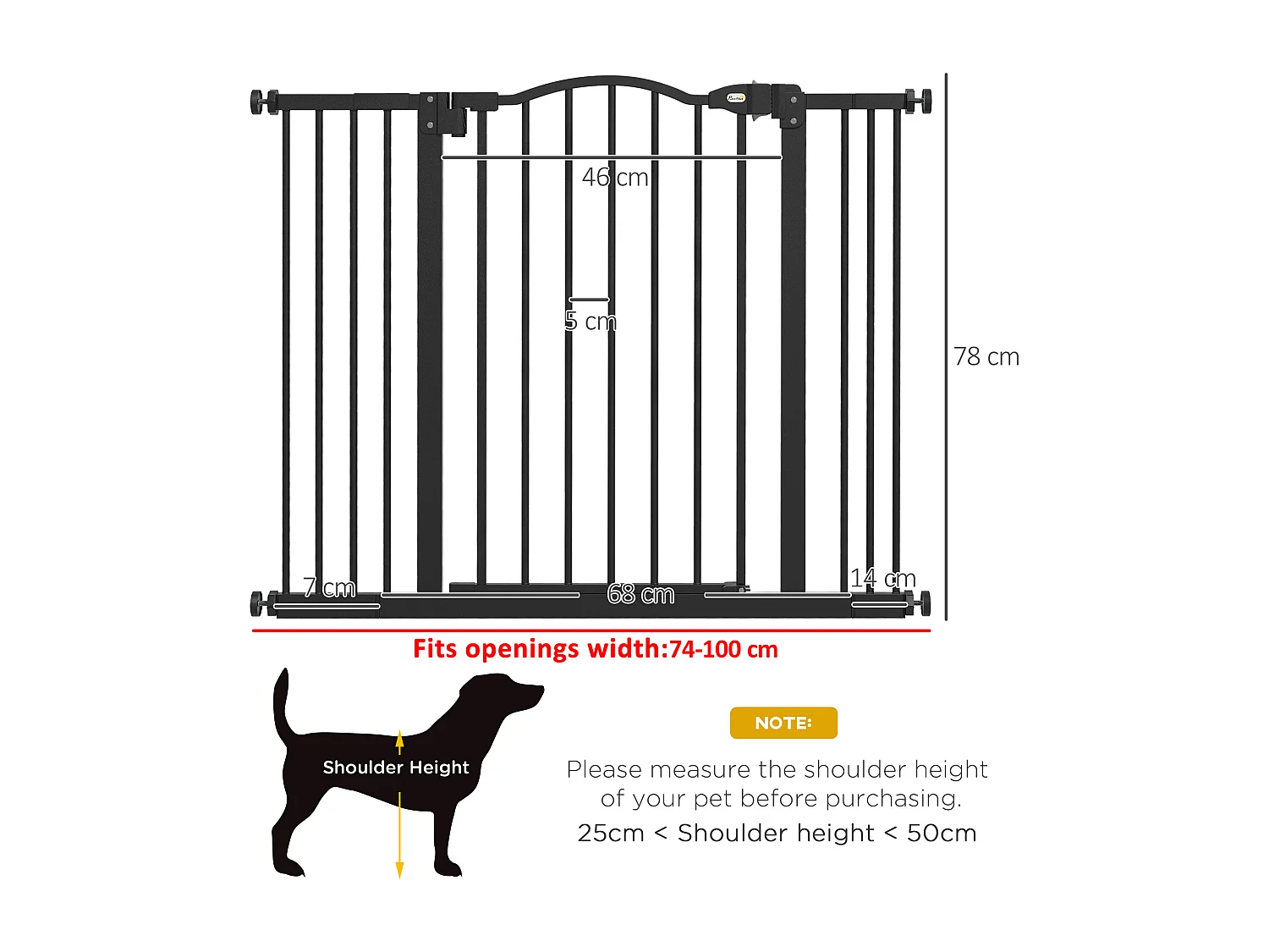 Cancellino per cani estensibile e regolabile 74-100 cm nero
