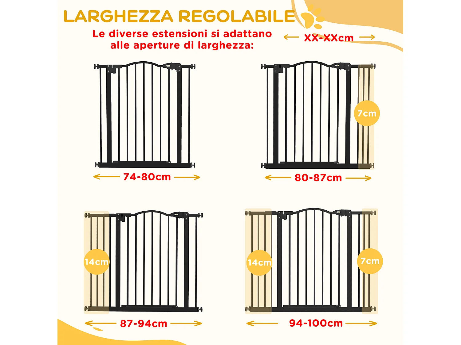 Cancellino per cani estensibile e regolabile 74-100 cm nero