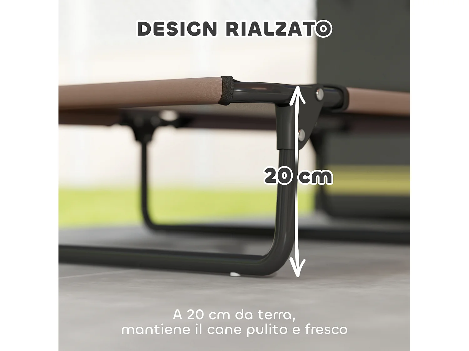 Letto per cani grandi pieghevole con tessuto a rete, 107x61x20cm, marrone