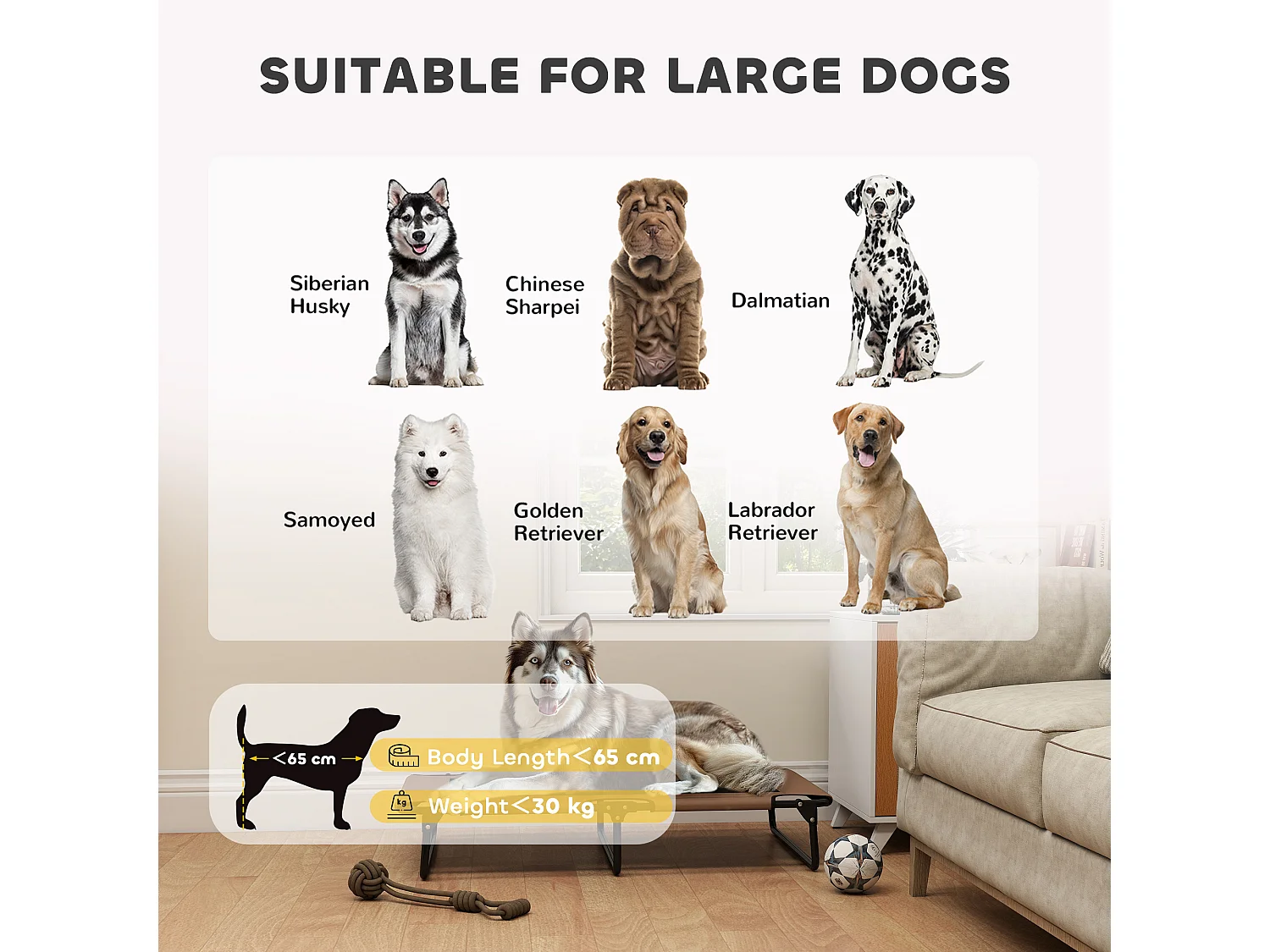 Letto per cani grandi pieghevole con tessuto a rete, 107x61x20cm, marrone